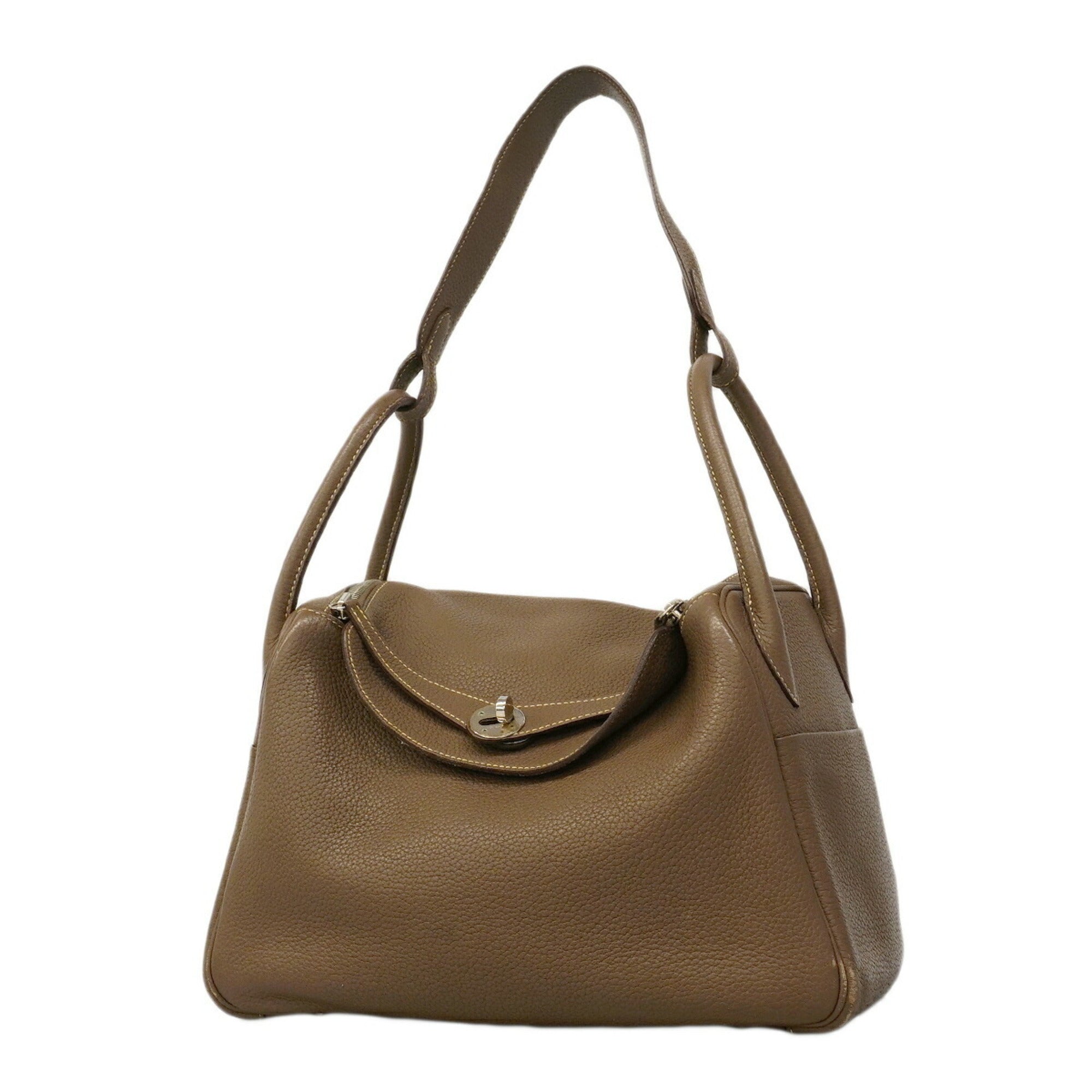 Hermes Gray Taurillon Clemence Leather Handbag (Pre-Owned)