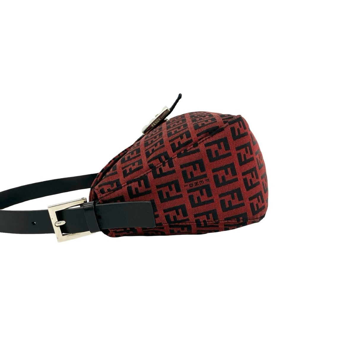 Fendi Black Red Color Canvas Leather Shoulder Bag (Pre-Owned)