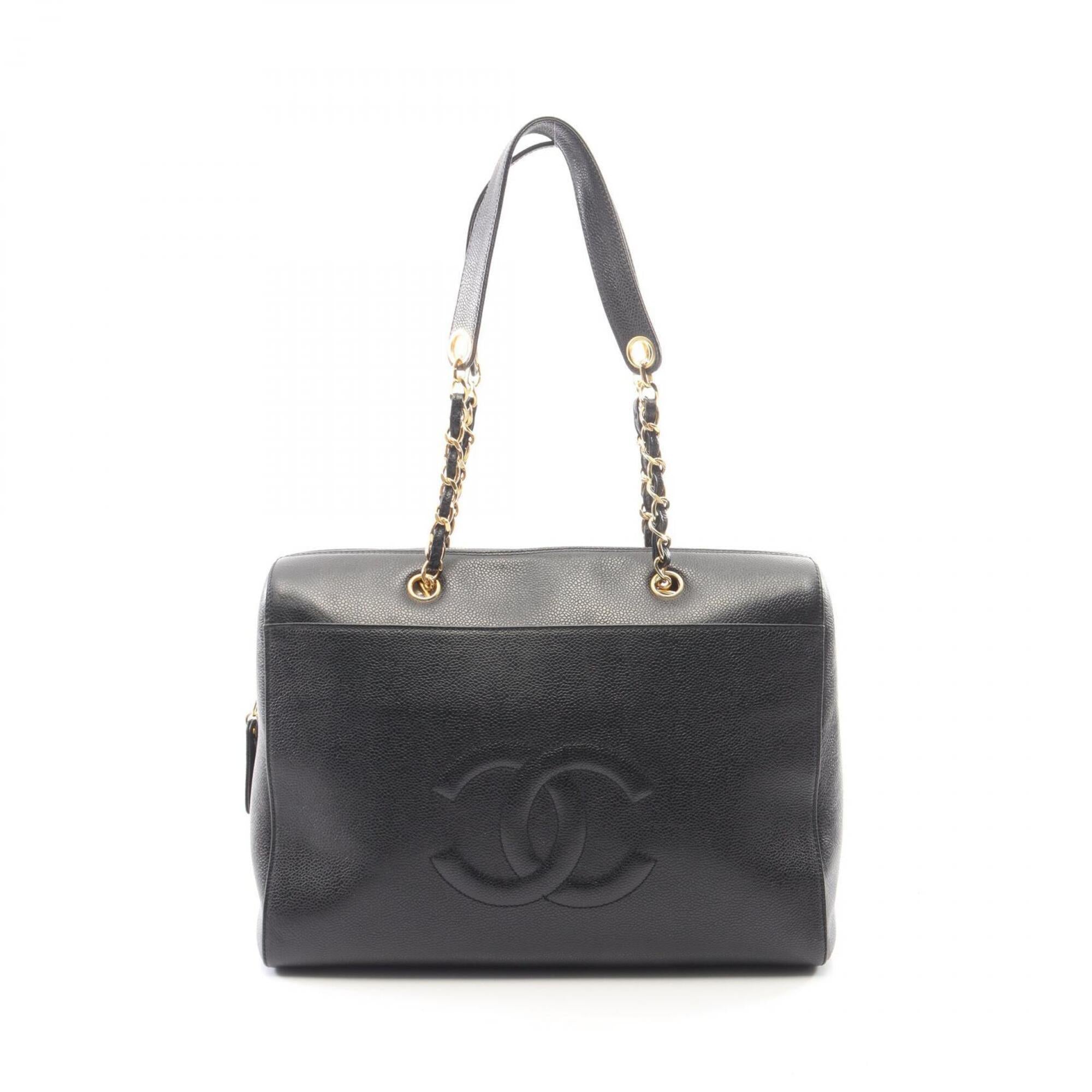 Chanel Black Grained Calfskin Handbag Tote Bag (Pre-Owned)