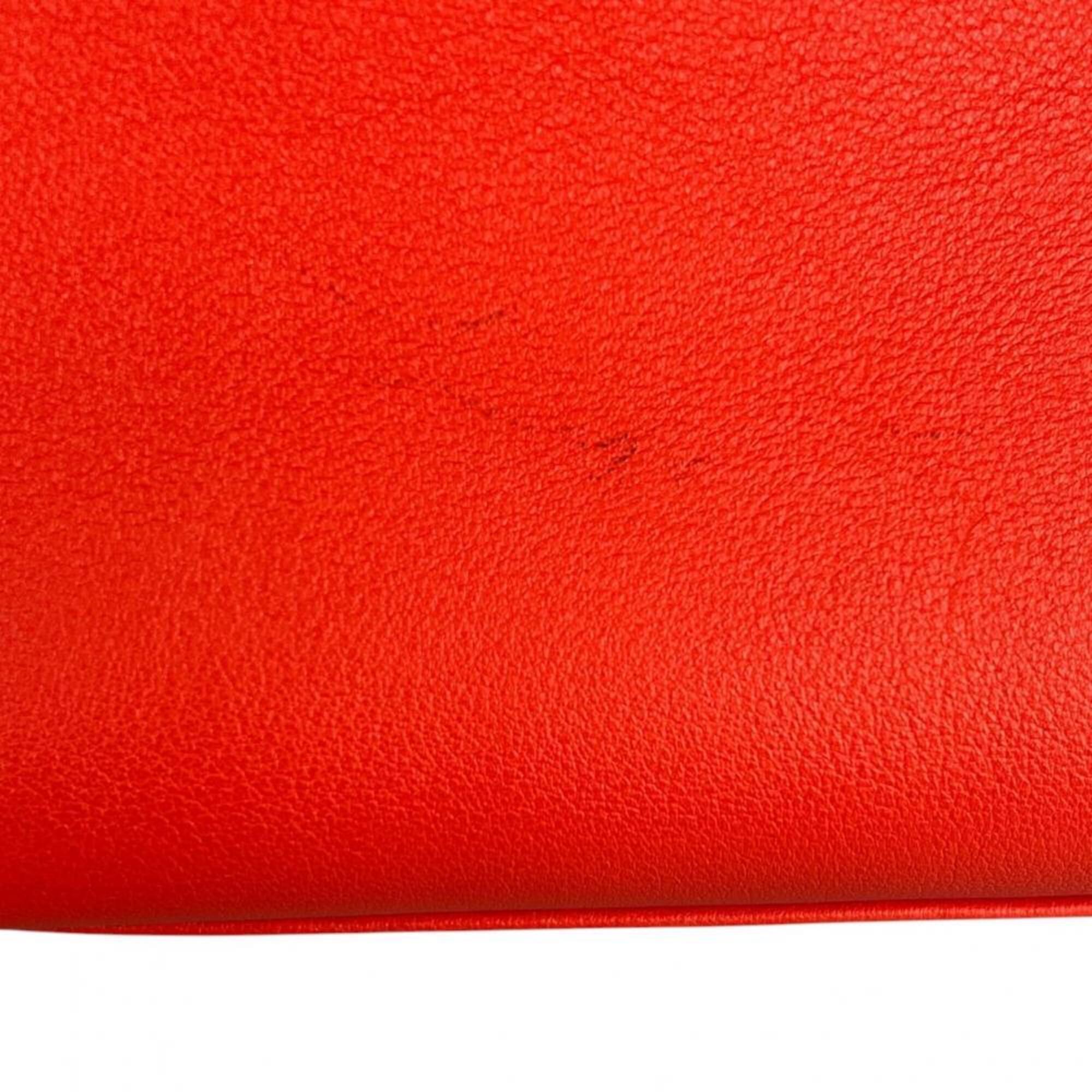 Hermes Red Color Swift Leather Clutch Bag Handbag (Pre-Owned)