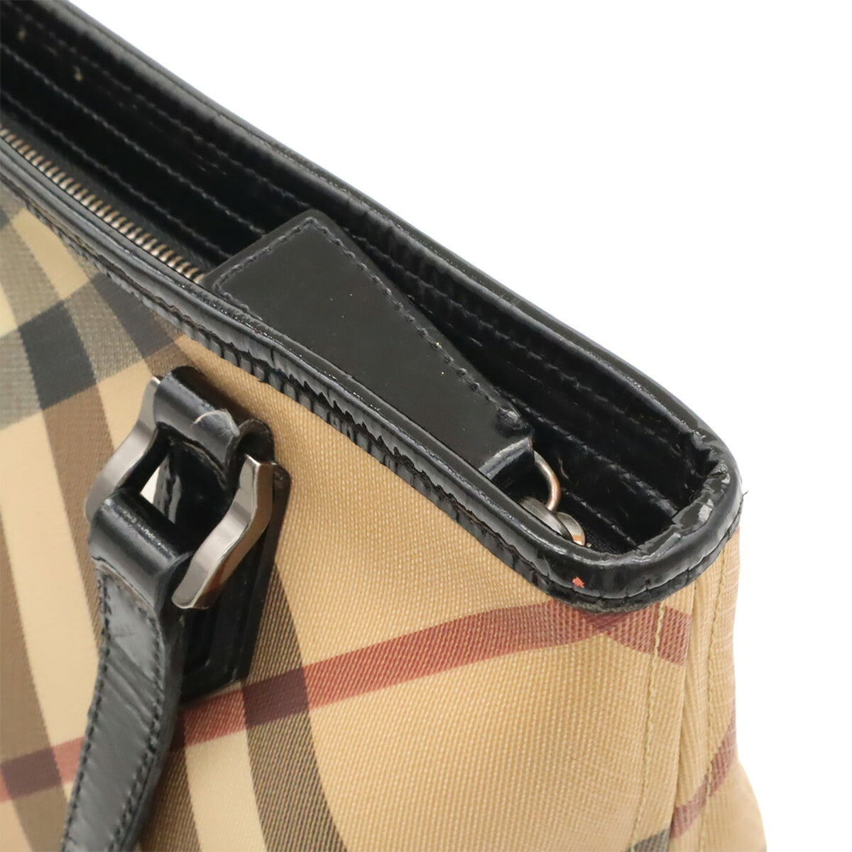 Burberry Beige Black Bordeaux Coated Canvas Shoulder Bag Tote Bag (Pre-Owned)