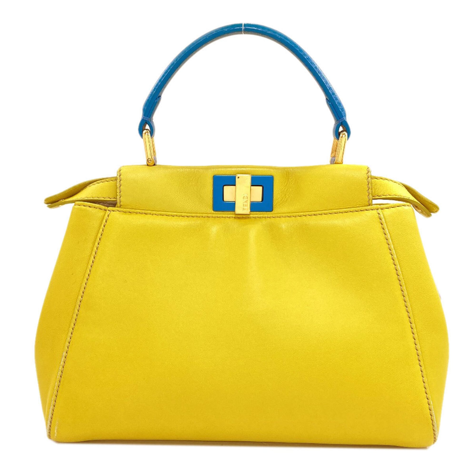 Fendi Blue Yellow Leather Handbag (Pre-Owned)