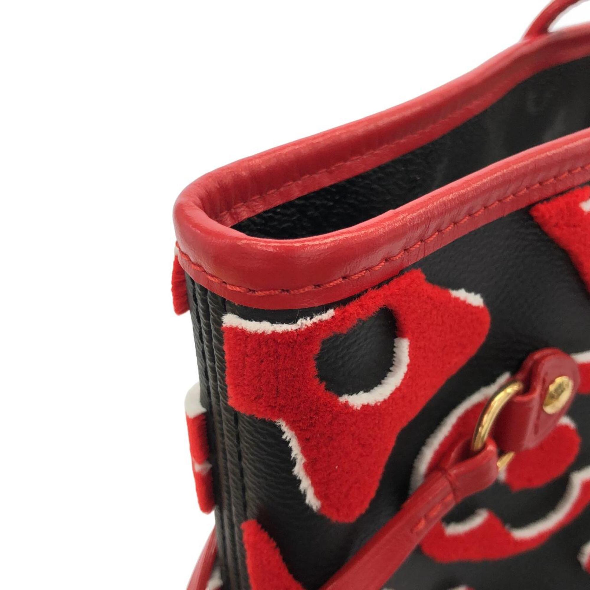 Louis Vuitton Black Red Color Coated Canvas Handbag Pouch (Pre-Owned)