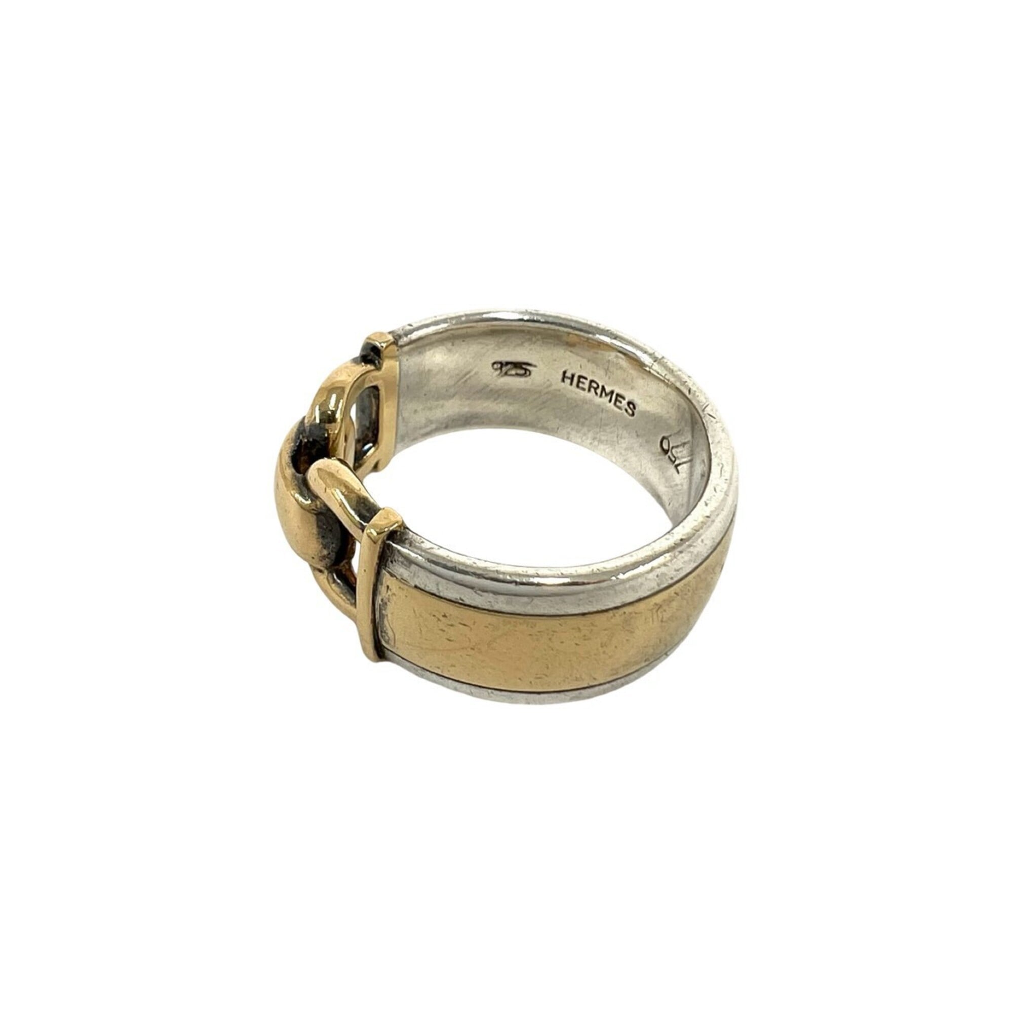 Hermes Gold Silver Yellow Gold (18K) Silver 925 Band Ring (Pre-Owned)