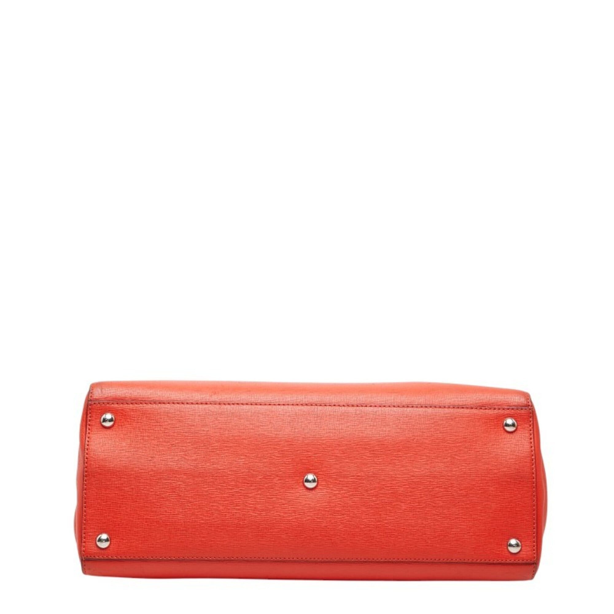 Fendi Red Color Leather Handbag Shoulder Bag (Pre-Owned)