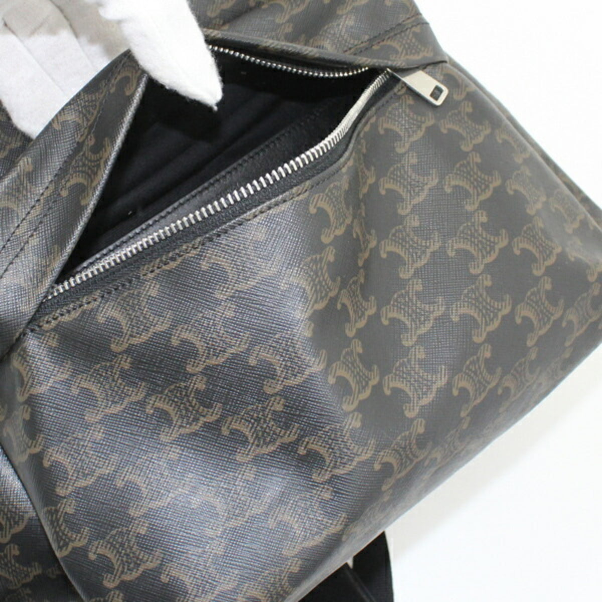 Celine Black Brown Canvas Leather Backpack (Pre-Owned)