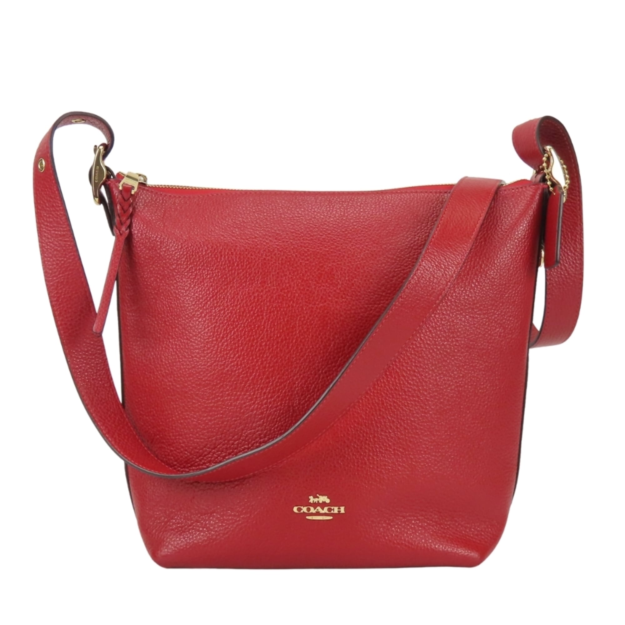 Coach Red Color Leather Shoulder Bag (Pre-Owned)