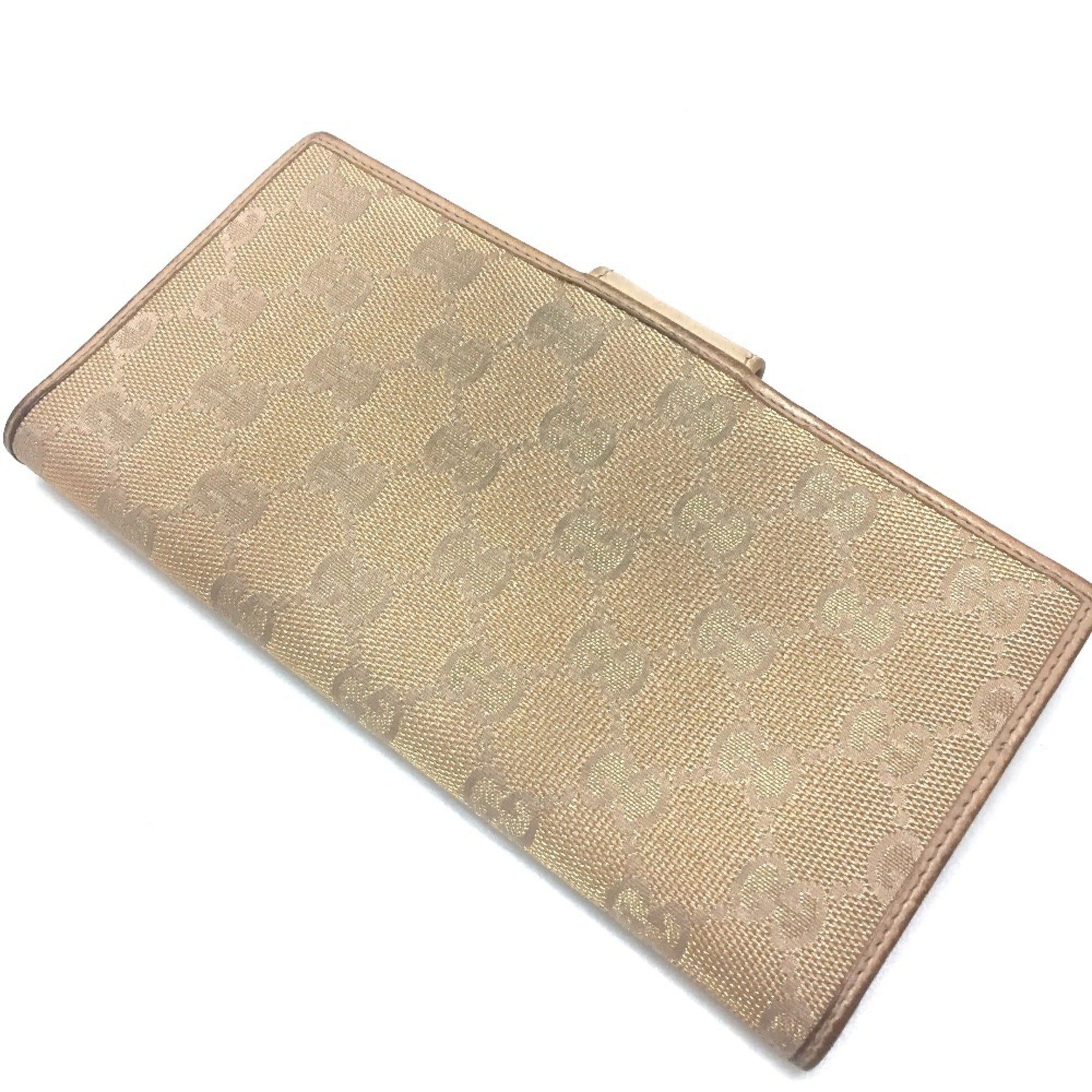 Gucci Pink Beige Gg Canvas Long Wallet (Bi-Fold) (Pre-Owned)