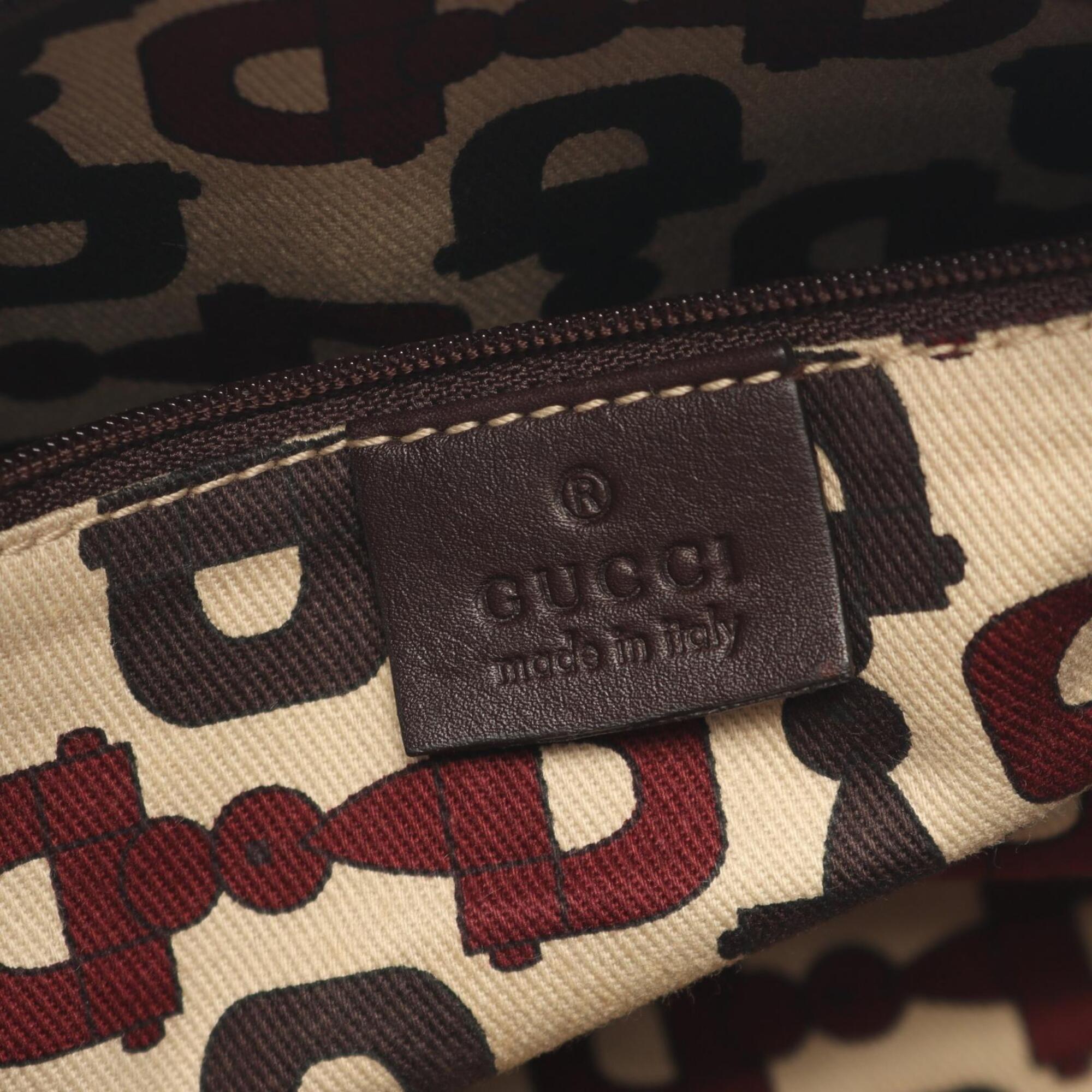 Gucci Abbey Brown Leather Handbag Shoulder Bag (Pre-Owned)