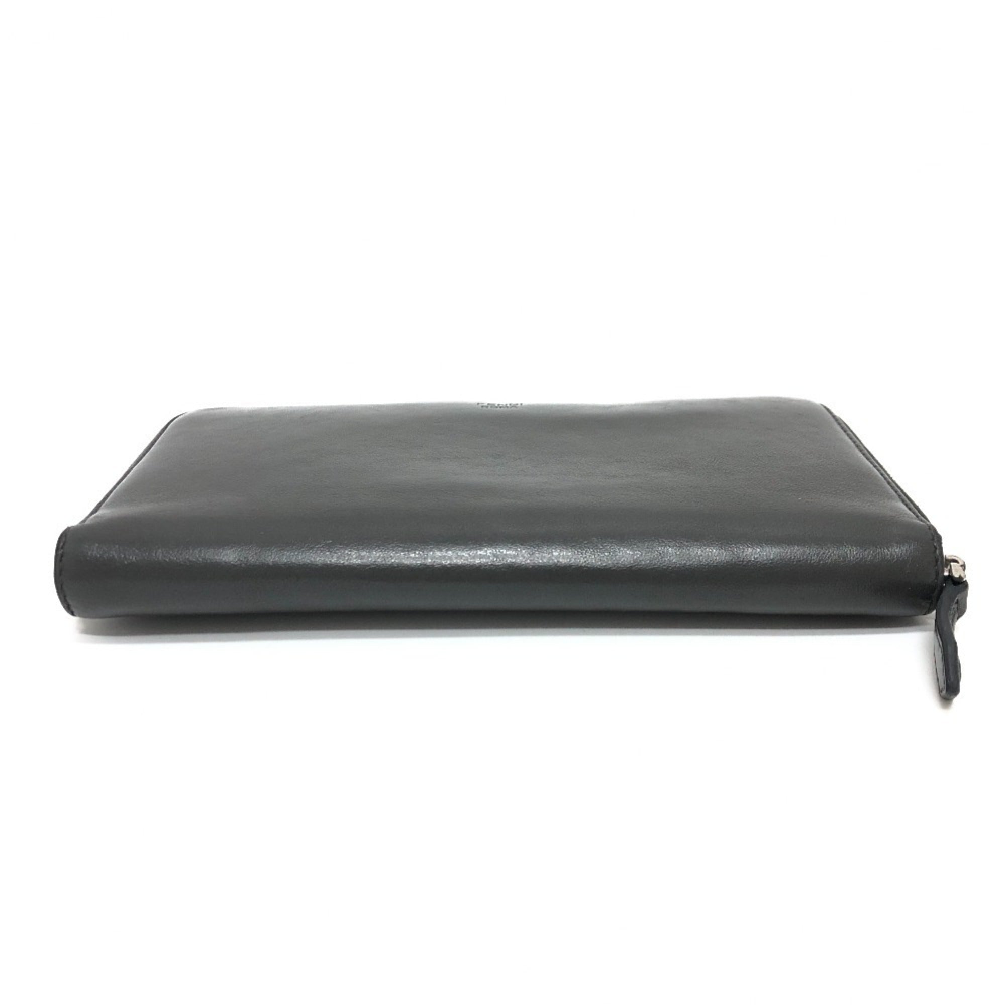Fendi Gray Leather Long Wallet (Bi-Fold) (Pre-Owned)