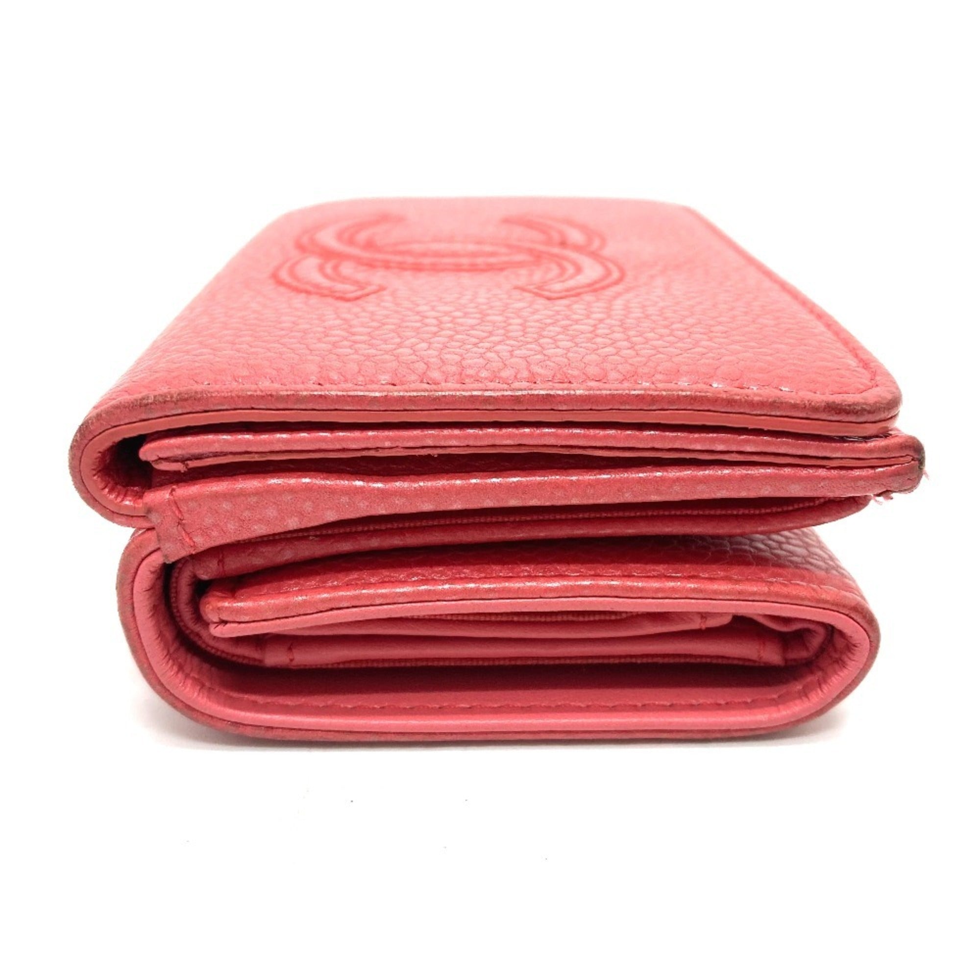 Chanel Salmon Pink Grained Calfskin Wallet (Tri-Fold) (Pre-Owned)