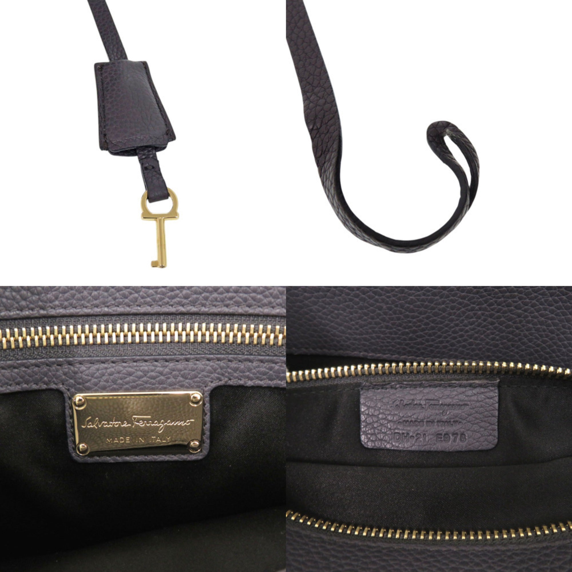 Salvatore Ferragamo Gray Leather Tote Bag (Pre-Owned)