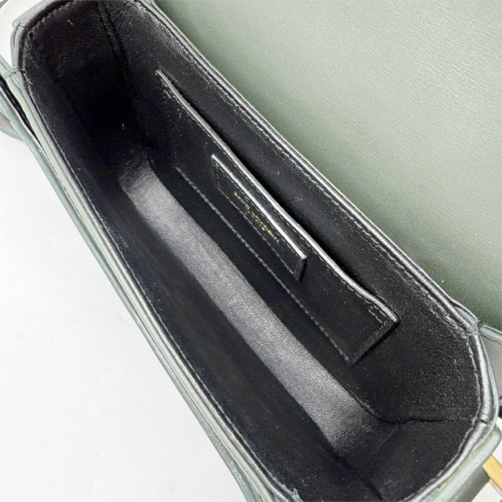 Yves Saint Laurent Dark Green Leather Shoulder Bag (Pre-Owned)
