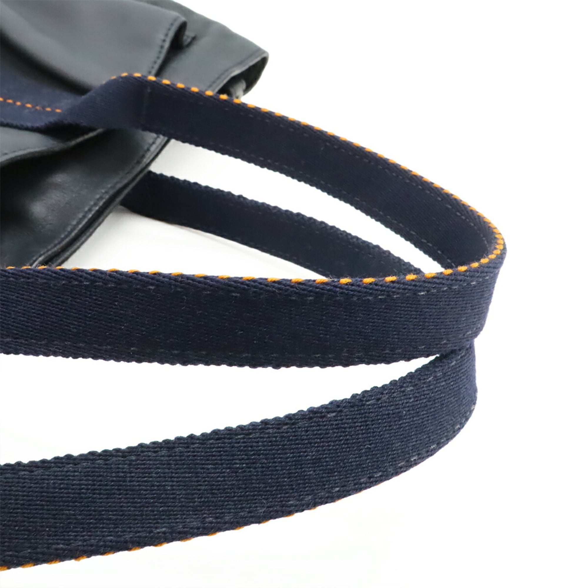 Hermes Caravan Horizontal Navy Orange Veau Derma Shoulder Bag Tote Bag (Pre-Owned)