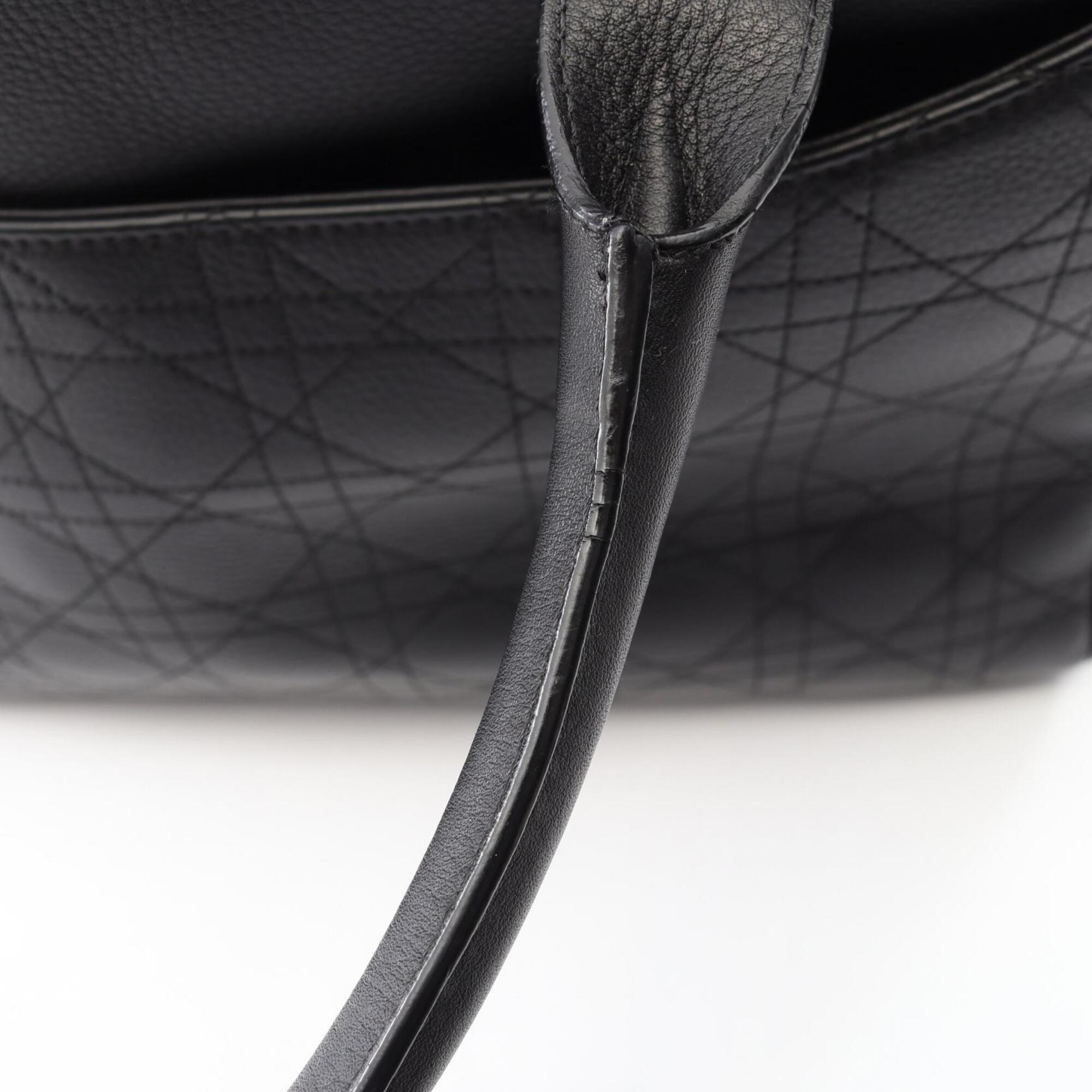 Christian Dior Black Leather Handbag Tote Bag (Pre-Owned)