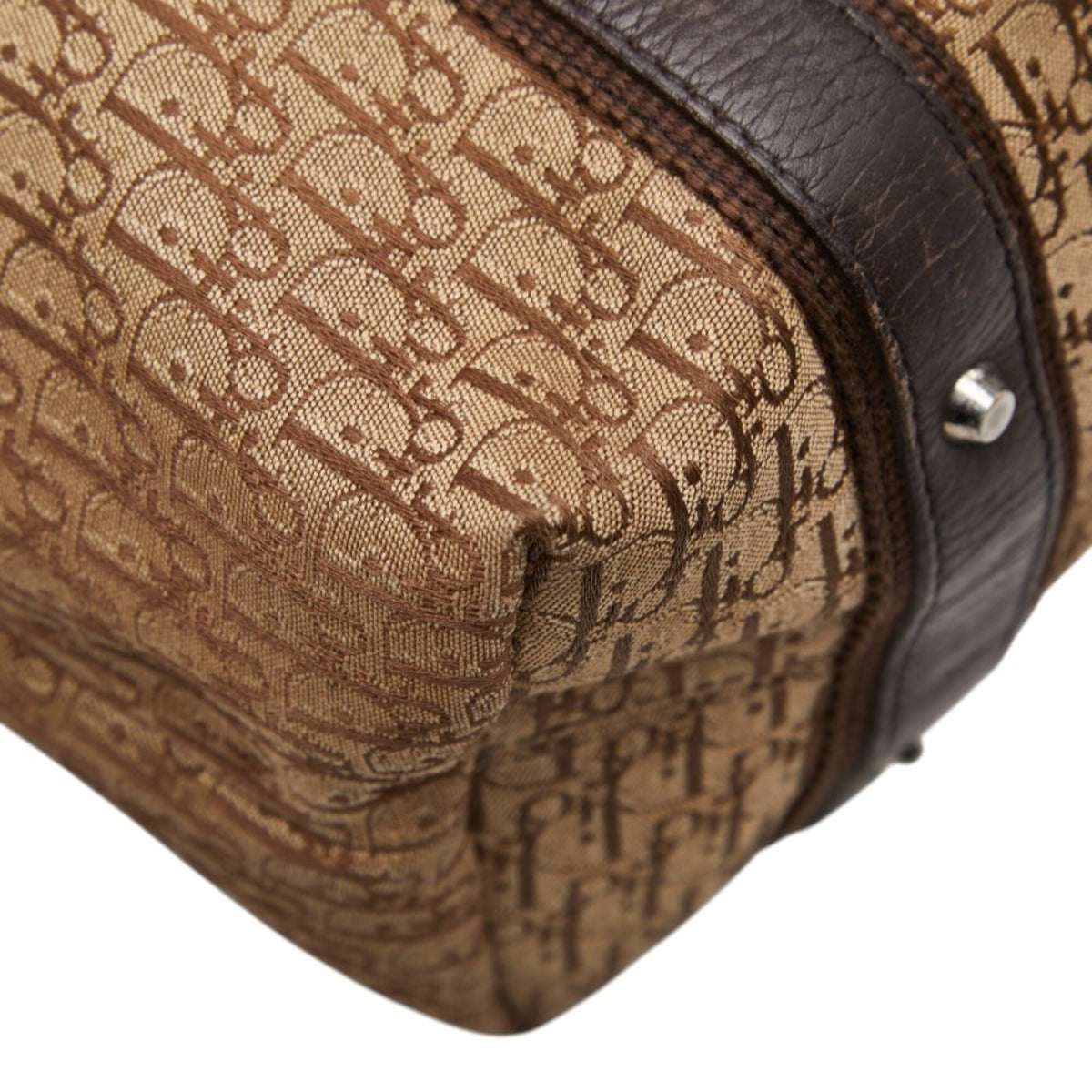 Christian Dior Trotter Beige Brown Leather Canvas Handbag Tote Bag (Pre-Owned)