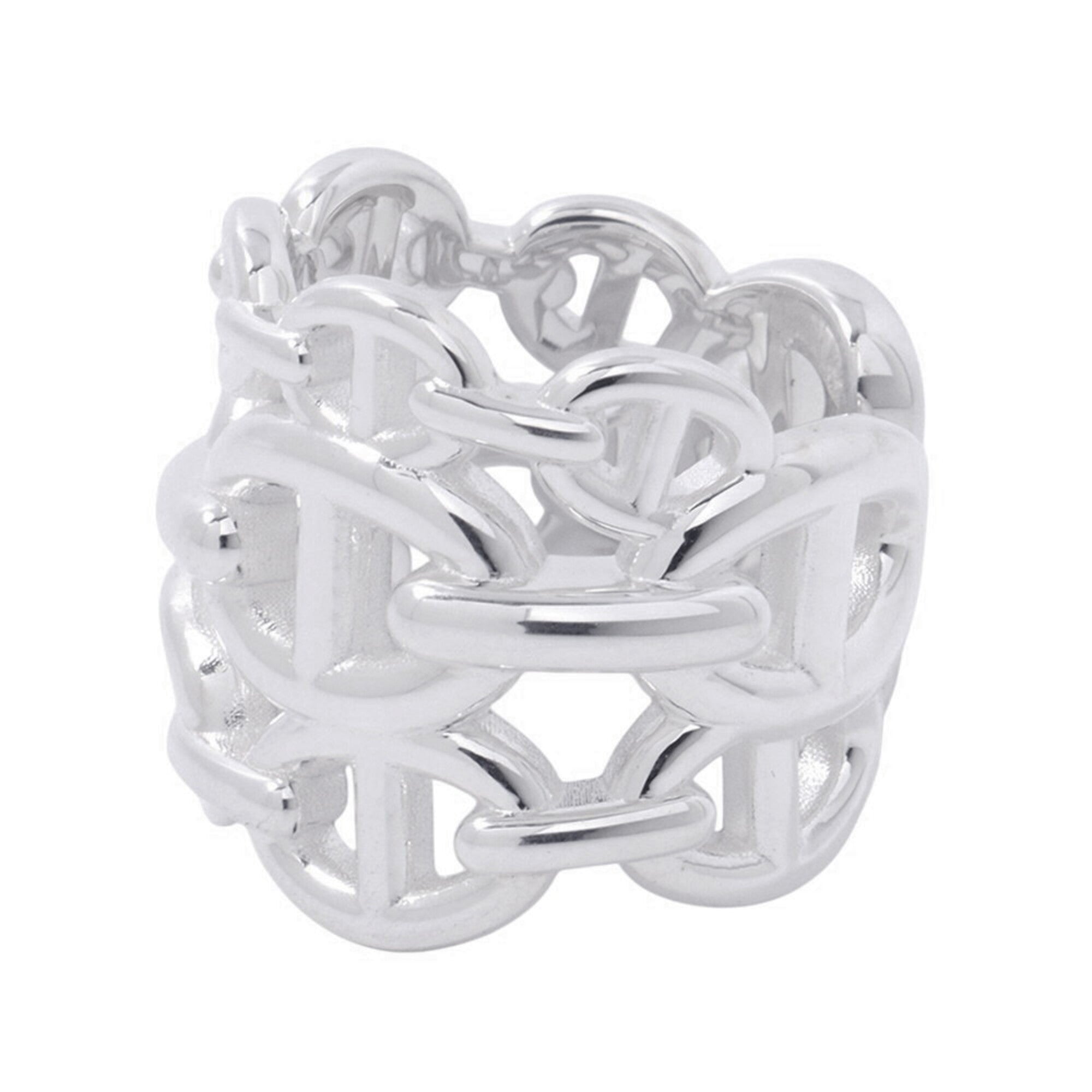 Hermes Silver 925 Band Ring (Pre-Owned)