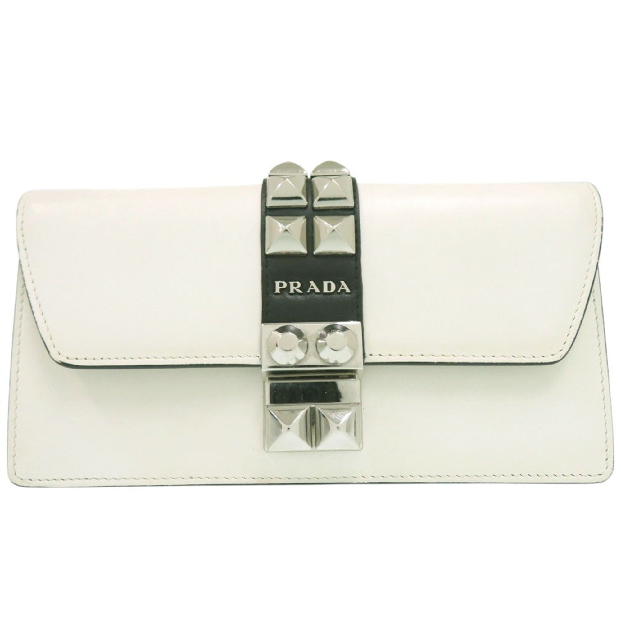 Prada White Leather Chain/Shoulder Wallet (Pre-Owned)