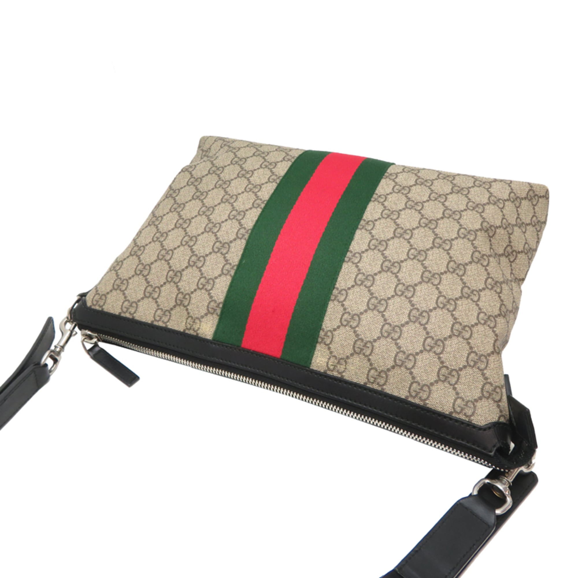 Gucci Beige Canvas Leather Messenger Bag Shoulder Bag (Pre-Owned)