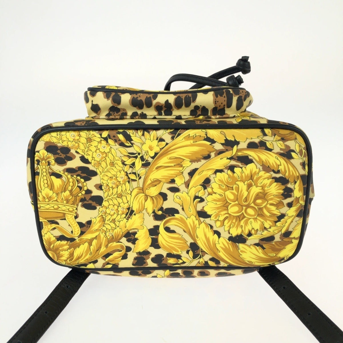 Versace Black Yellow Pvc Leather Backpack (Pre-Owned)