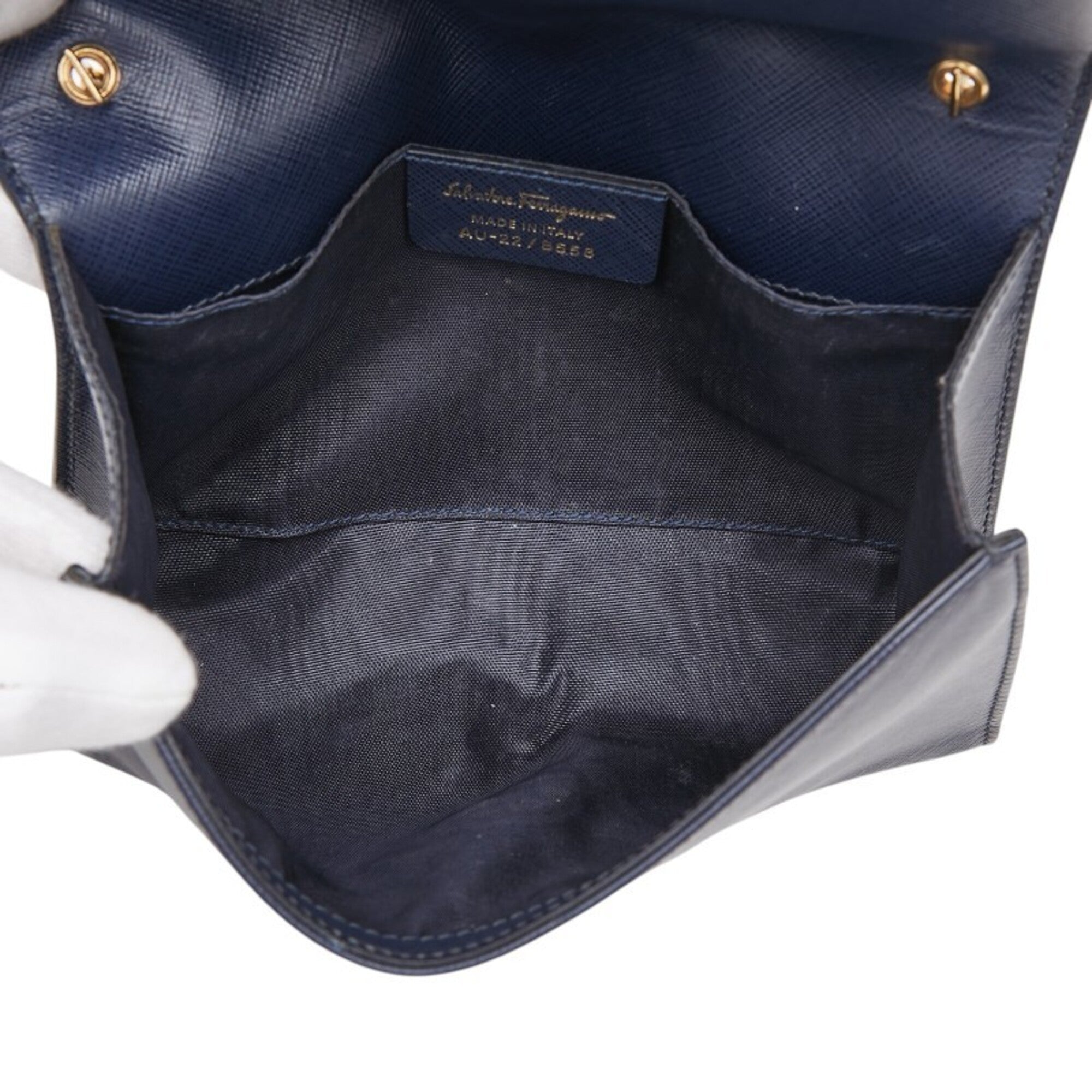 Salvatore Ferragamo Navy Leather Shoulder Bag (Pre-Owned)