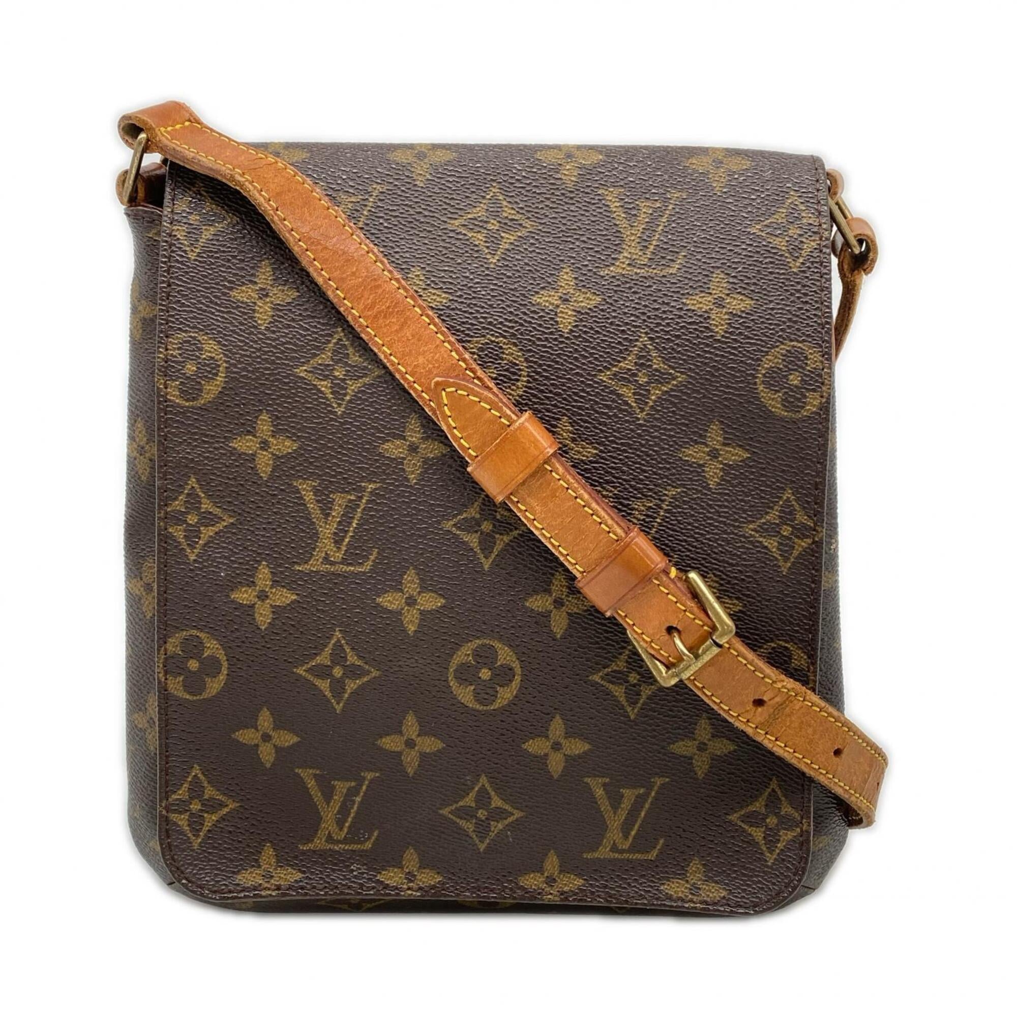 Louis Vuitton Beige Brown Monogram Coated Canvas Leather Shoulder Bag (Pre-Owned)
