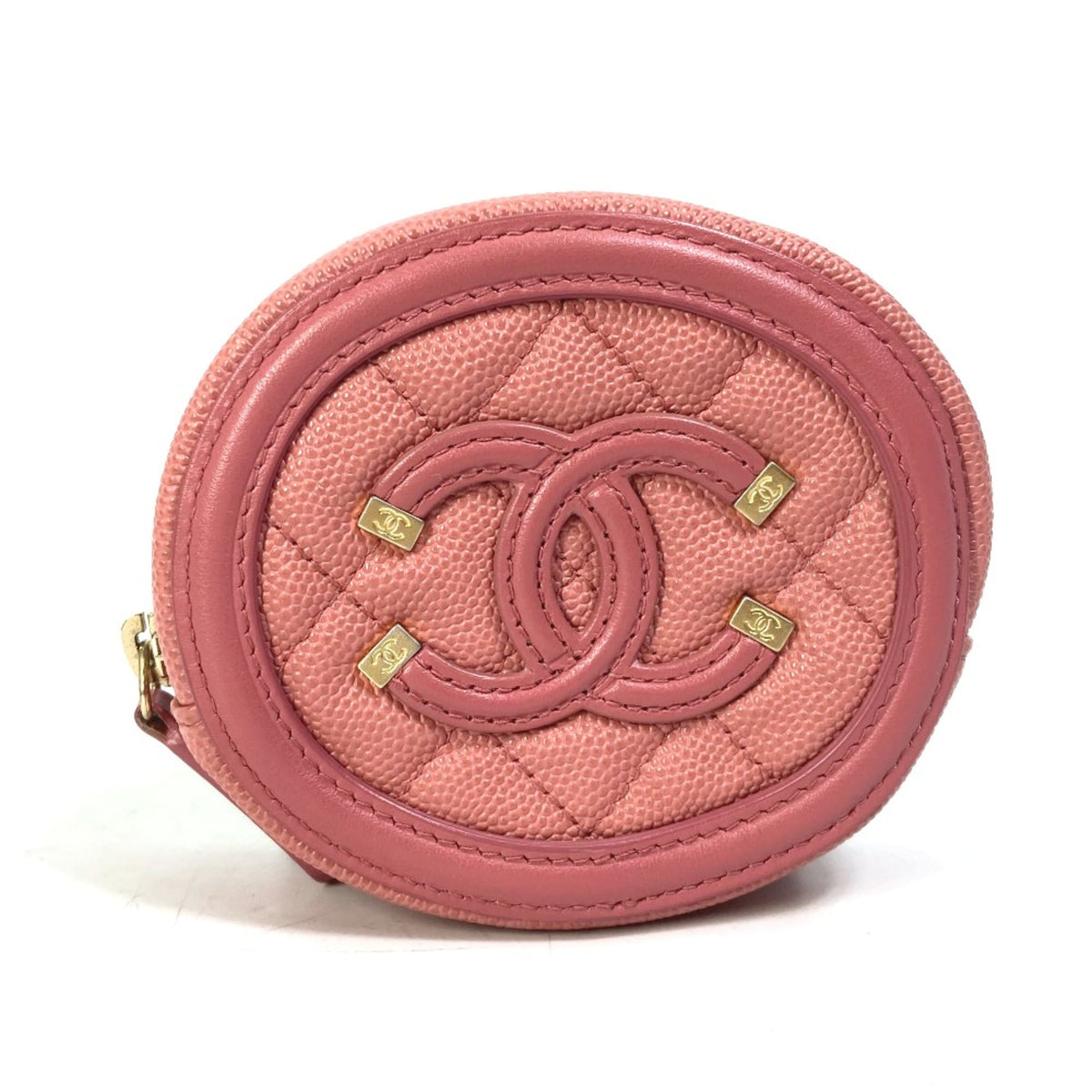 Chanel Pink Leather Coin Purse/Coin Case (Pre-Owned)