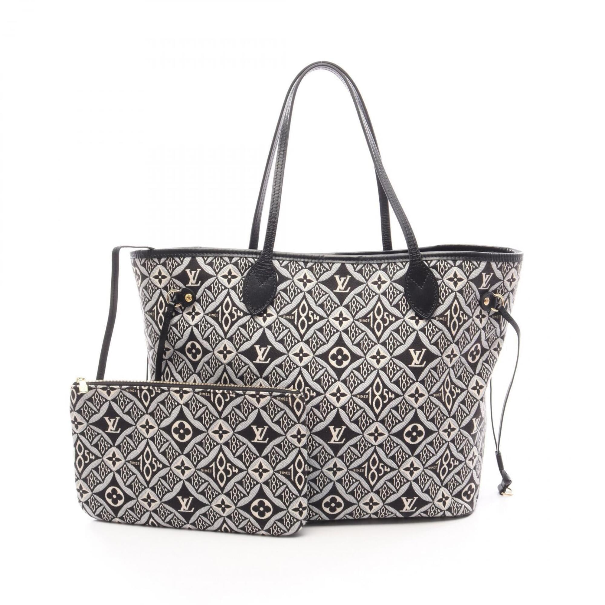 Louis Vuitton Black Gray Ivory Noir Canvas Leather Handbag Pouch Tote Bag (Pre-Owned)