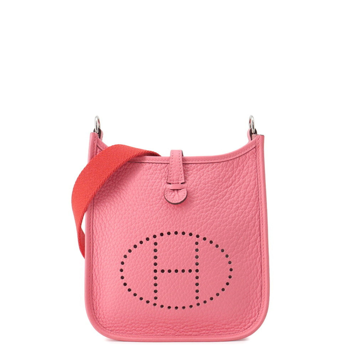 Hermes Red Color Rose Azalee Taurillon Clemence Leather Shoulder Bag (Pre-Owned)