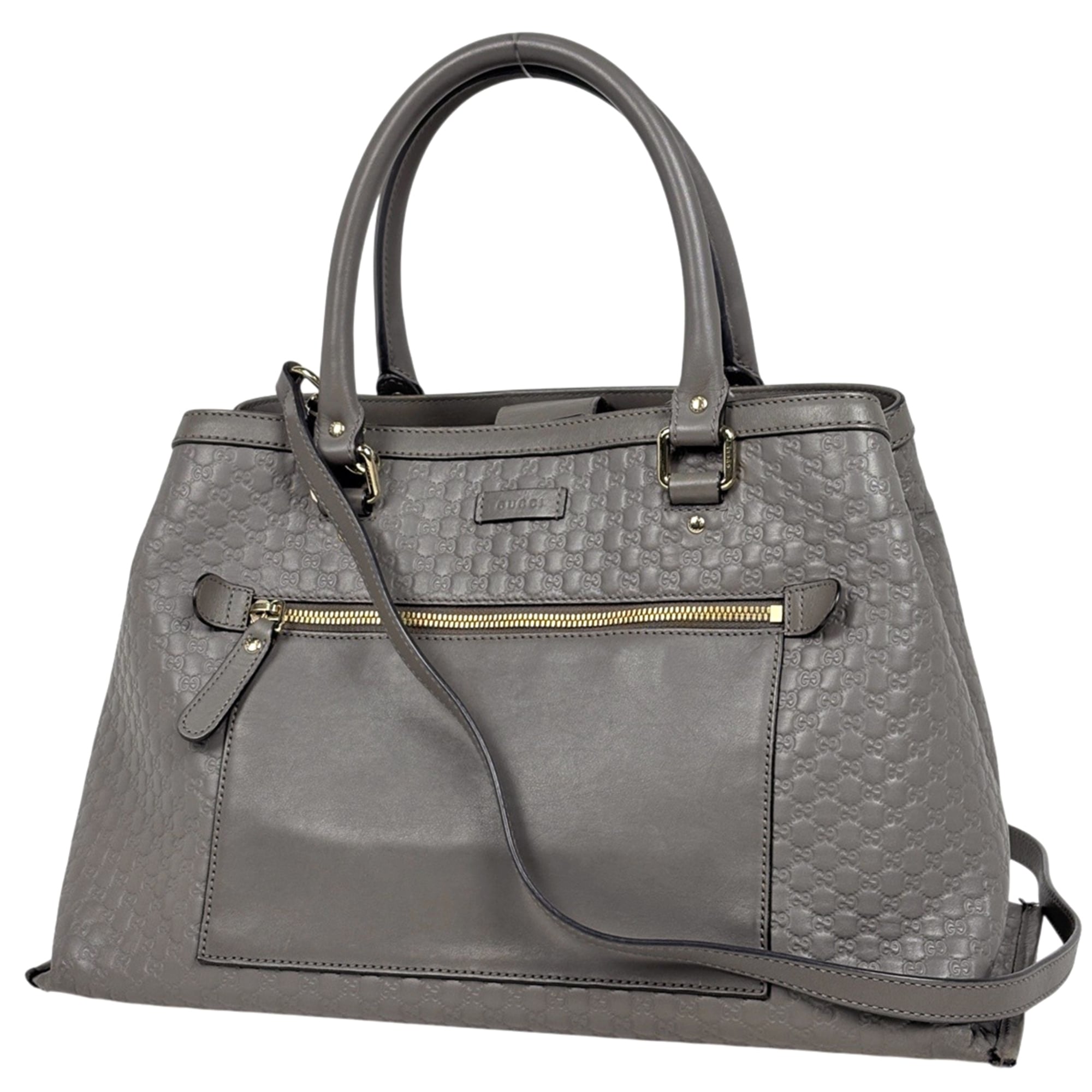 Gucci Gray Leather Handbag Shoulder Bag Tote Bag (Pre-Owned)