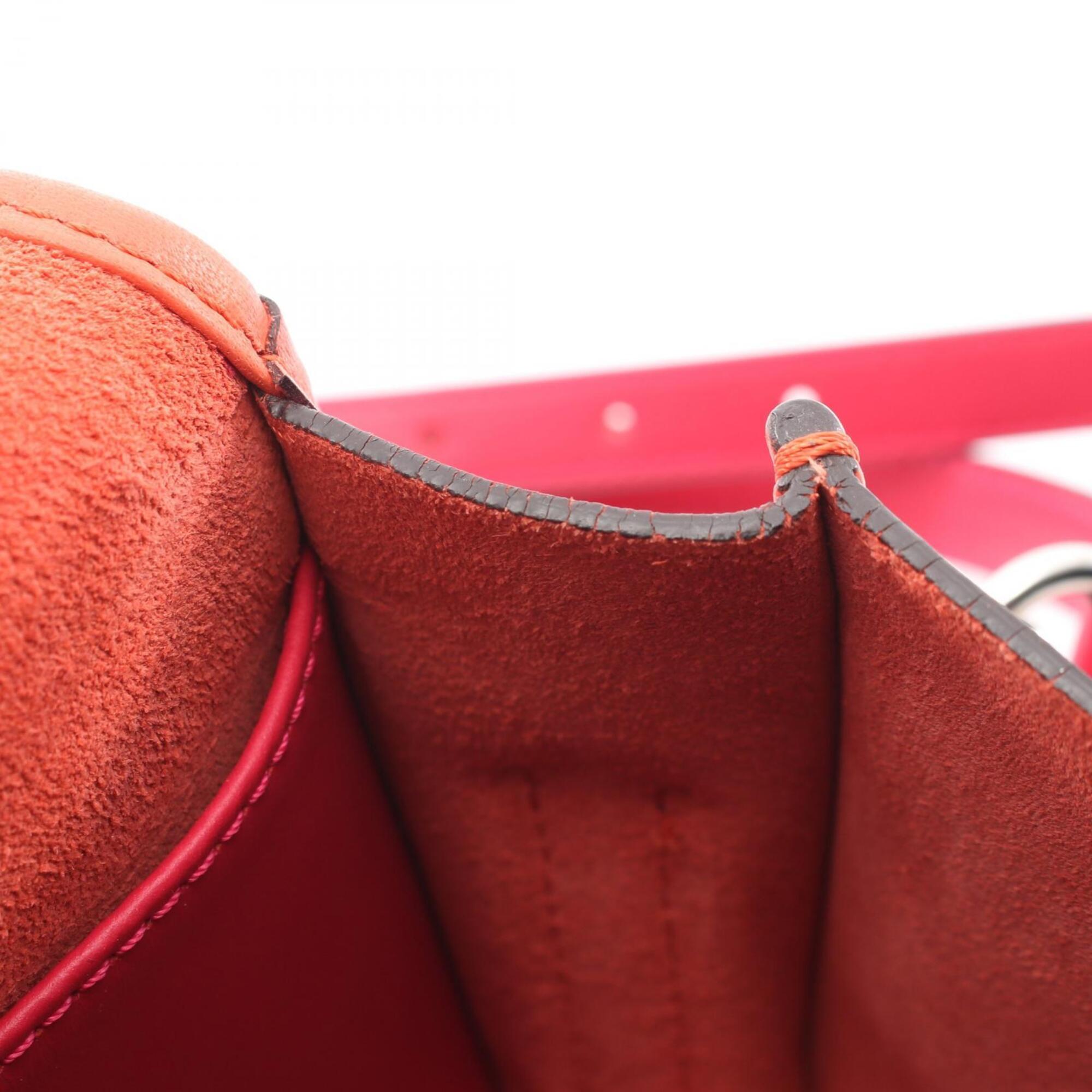 Loewe Orange Red Color Leather Handbag Shoulder Bag (Pre-Owned)