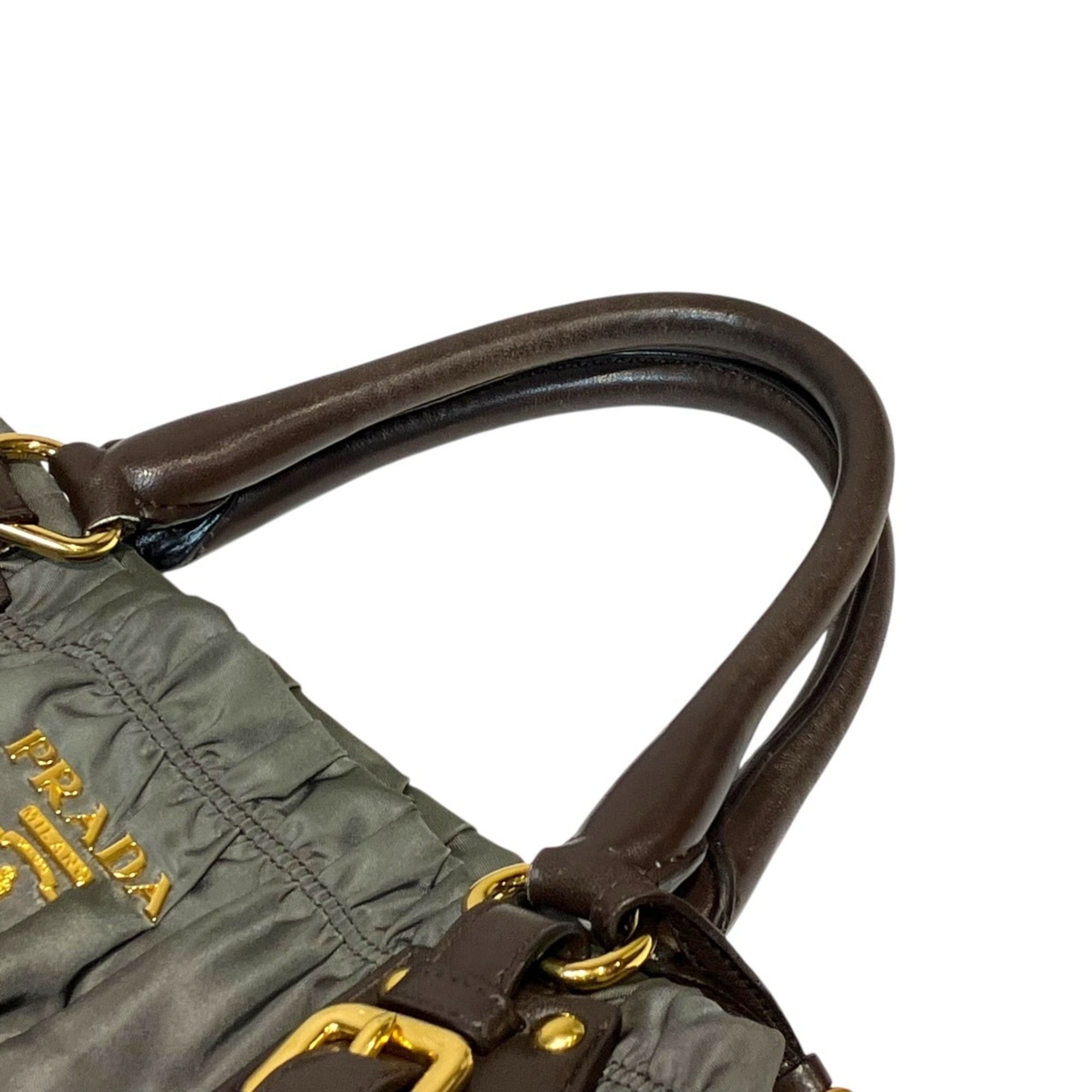 Prada Nylon Leather Handbag (Pre-Owned)