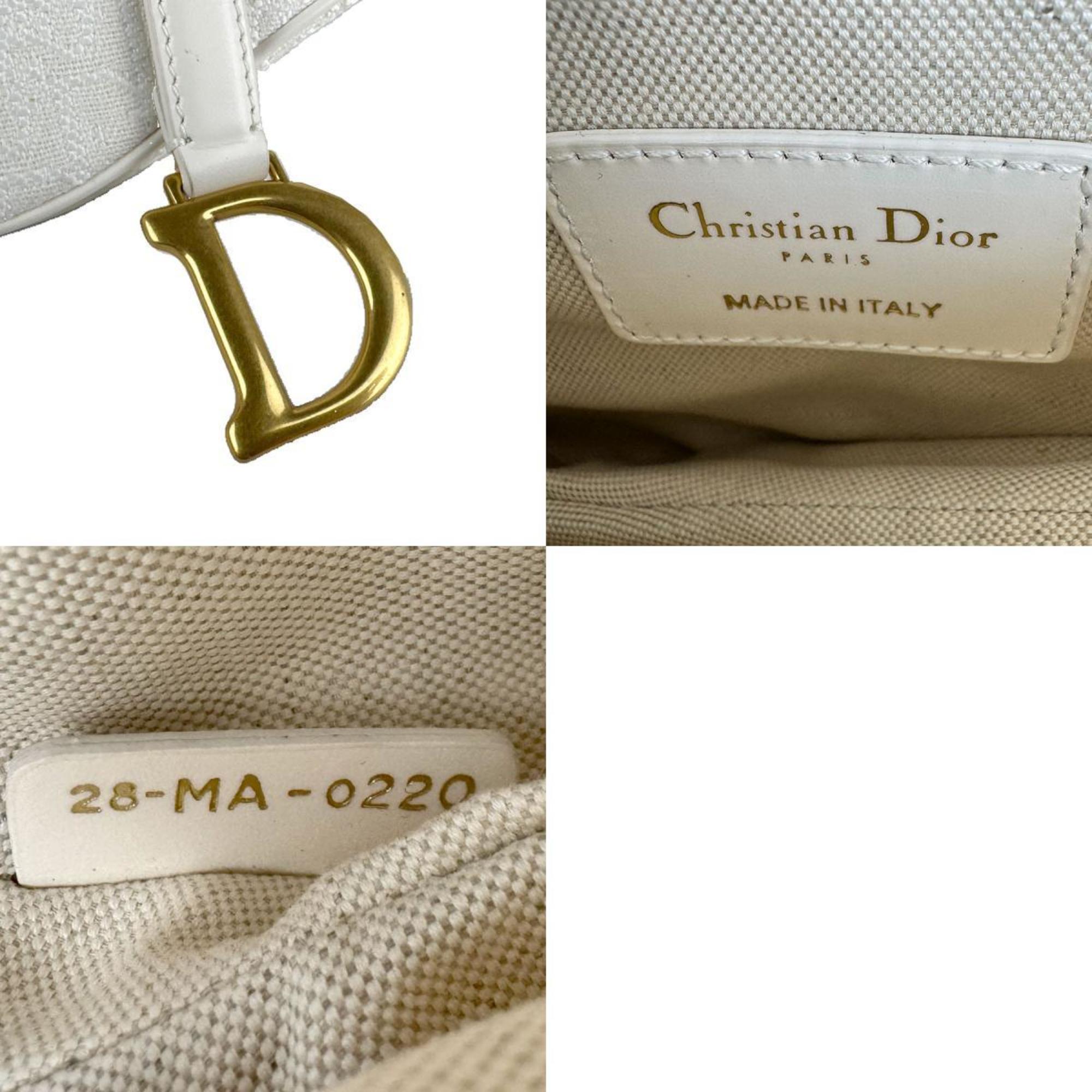 Christian Dior White Canvas Leather Handbag (Pre-Owned)