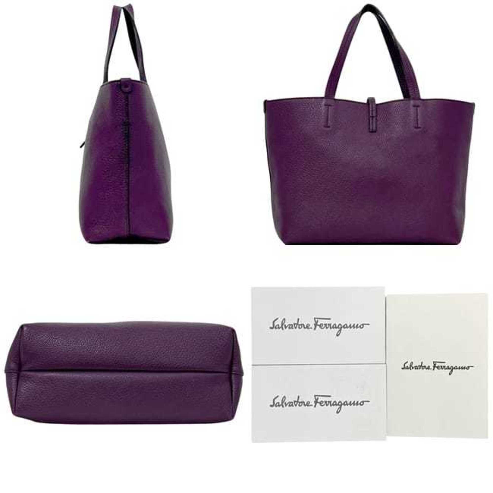 Salvatore Ferragamo Purple Leather Tote Bag (Pre-Owned)