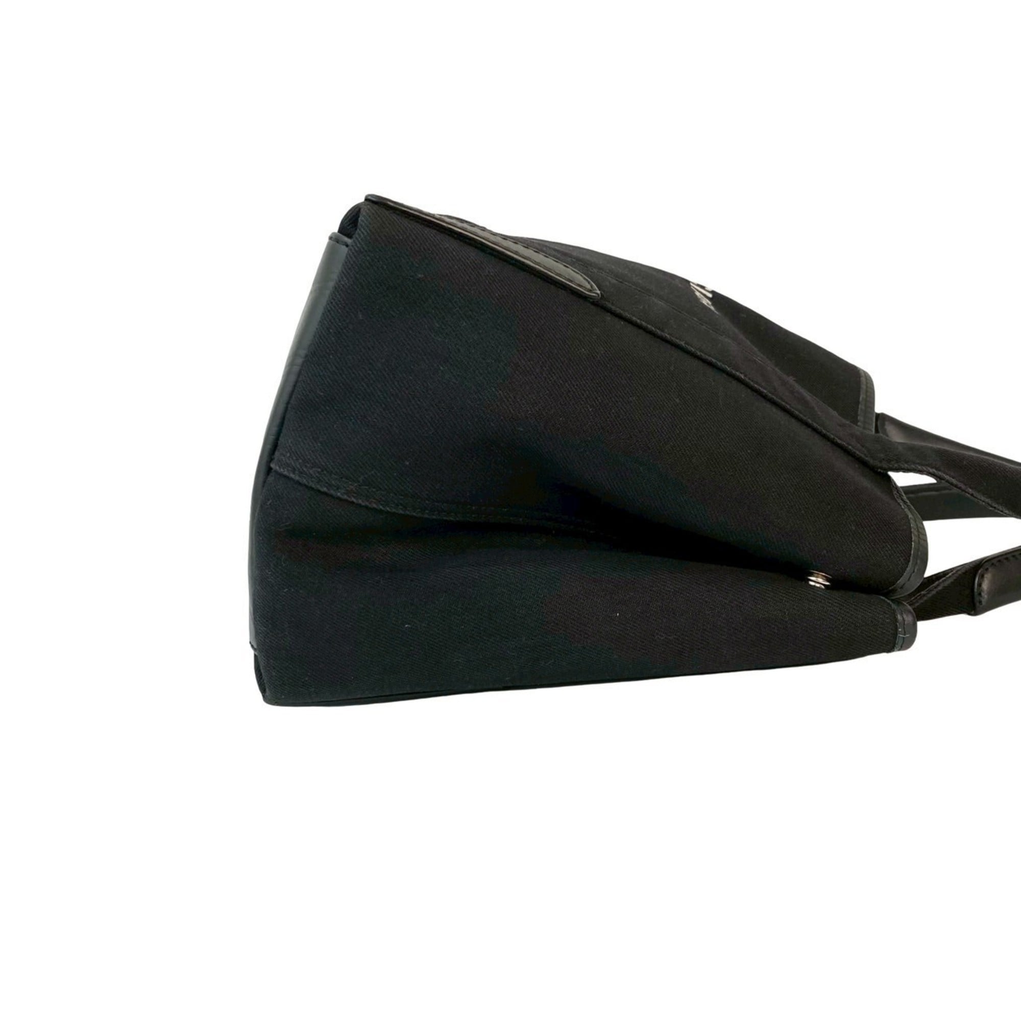 Balenciaga Black Canvas Leather Handbag Tote Bag (Pre-Owned)