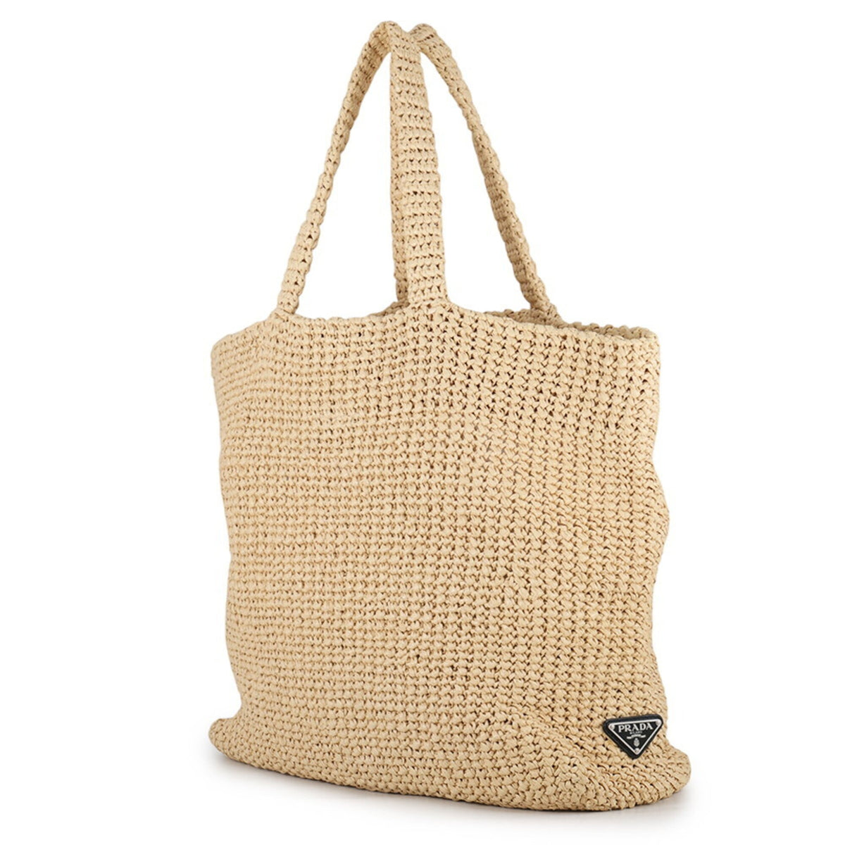 Prada Silver Raffia Handbag Tote Bag (Pre-Owned)