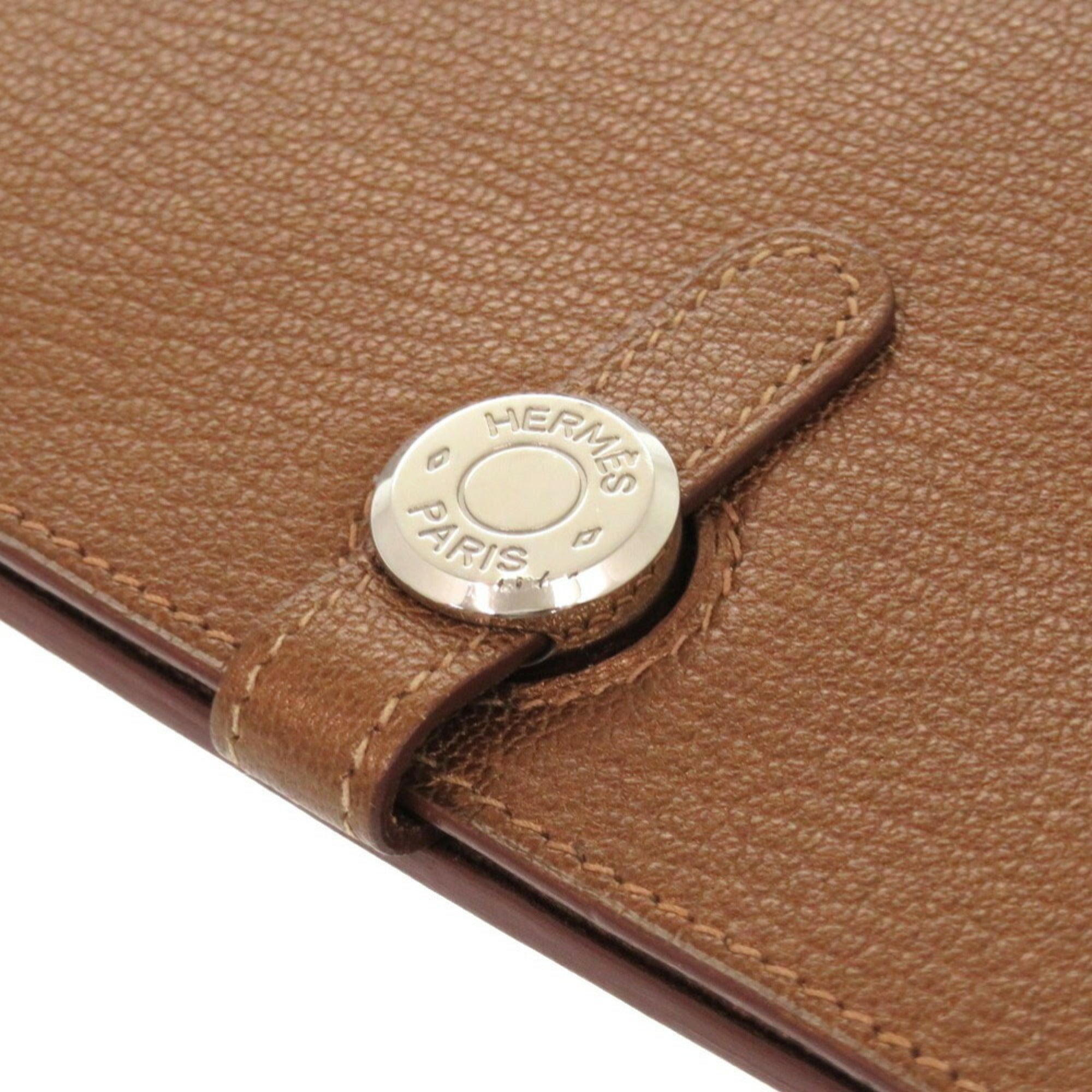 Hermes Bronze Chevre Leather Long Wallet (Bi-Fold) (Pre-Owned)