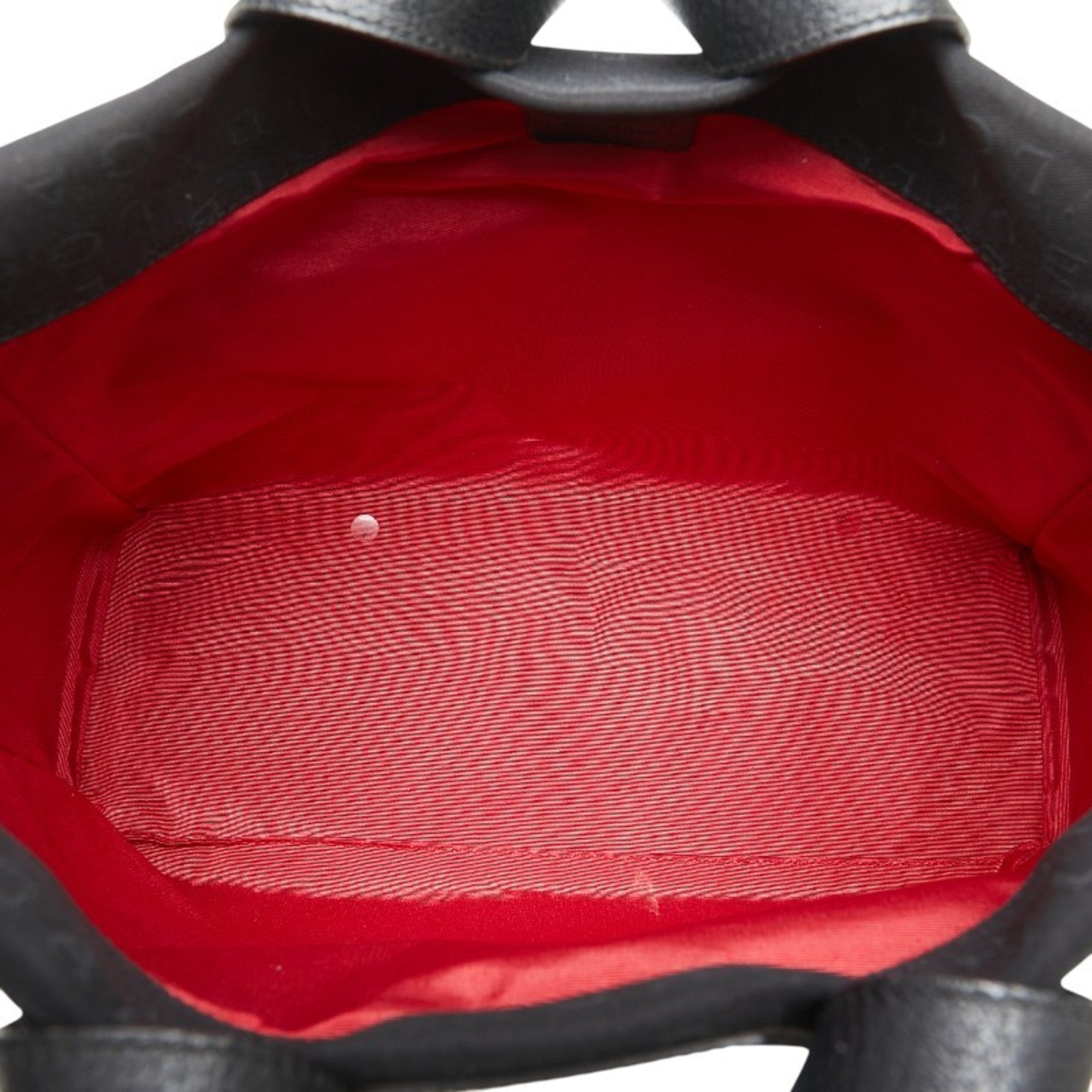 Bvlgari Logomania Black Canvas Leather Handbag Tote Bag (Pre-Owned)