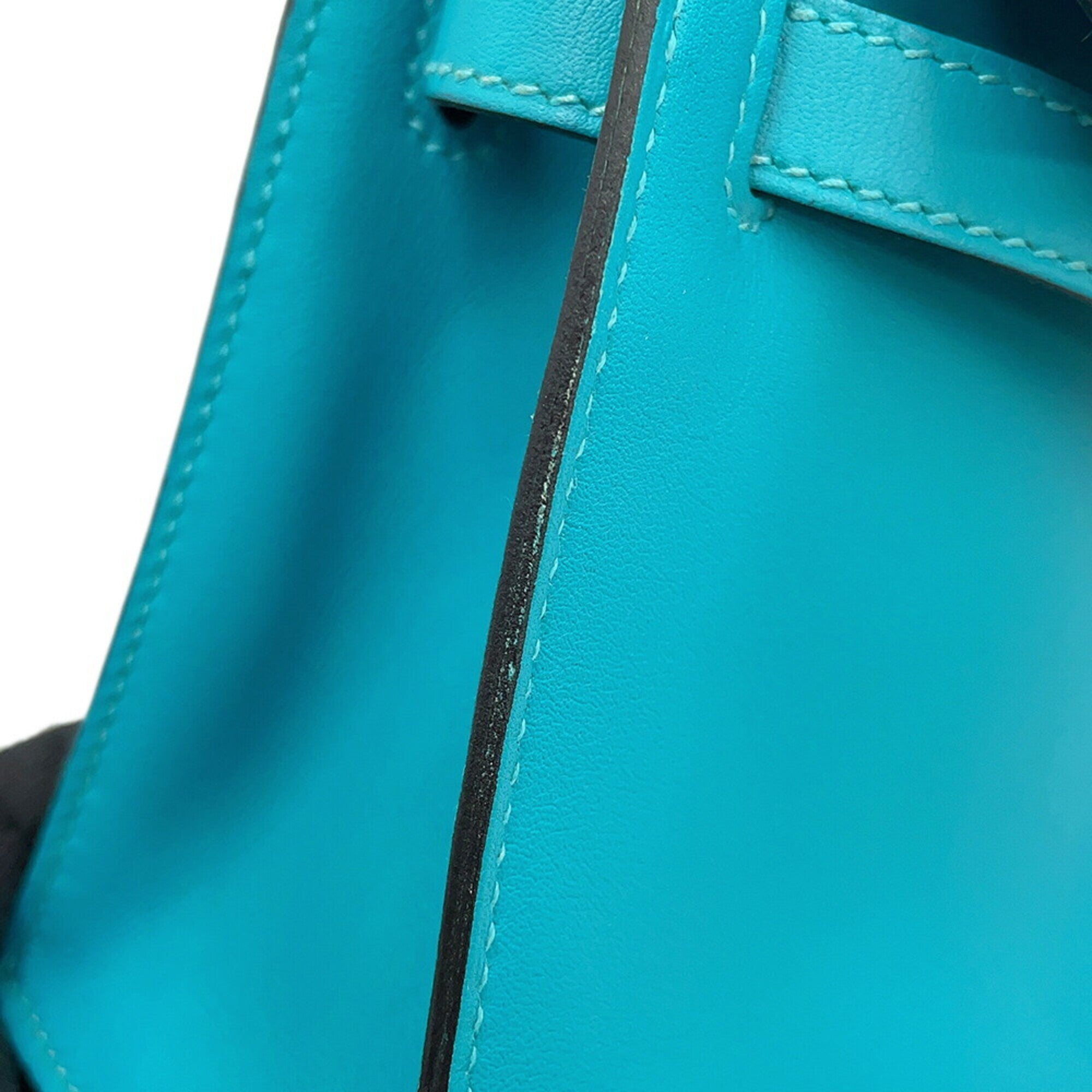 Hermes Blue Paon Swift Leather Handbag Pochette (Pre-Owned)