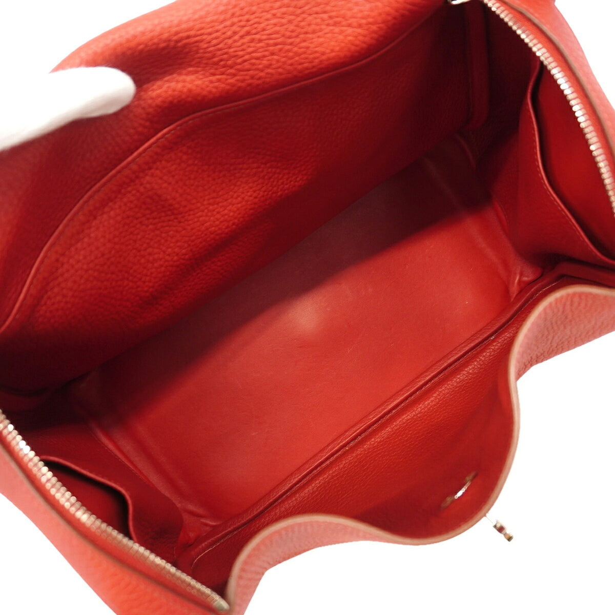 Hermes Rouge Casaque Taurillon Clemence Leather Handbag (Pre-Owned)