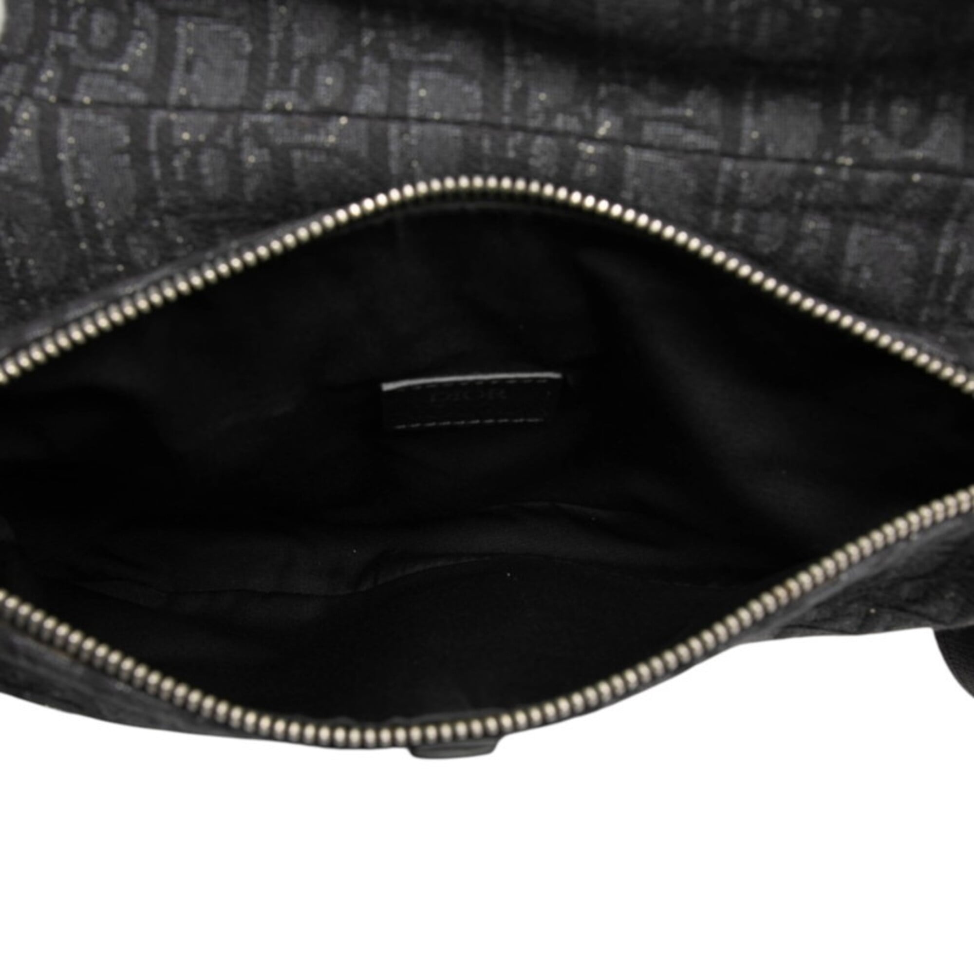 Christian Dior Black Canvas Leather Saddle Bag Shoulder Bag Sling Bag (Pre-Owned)