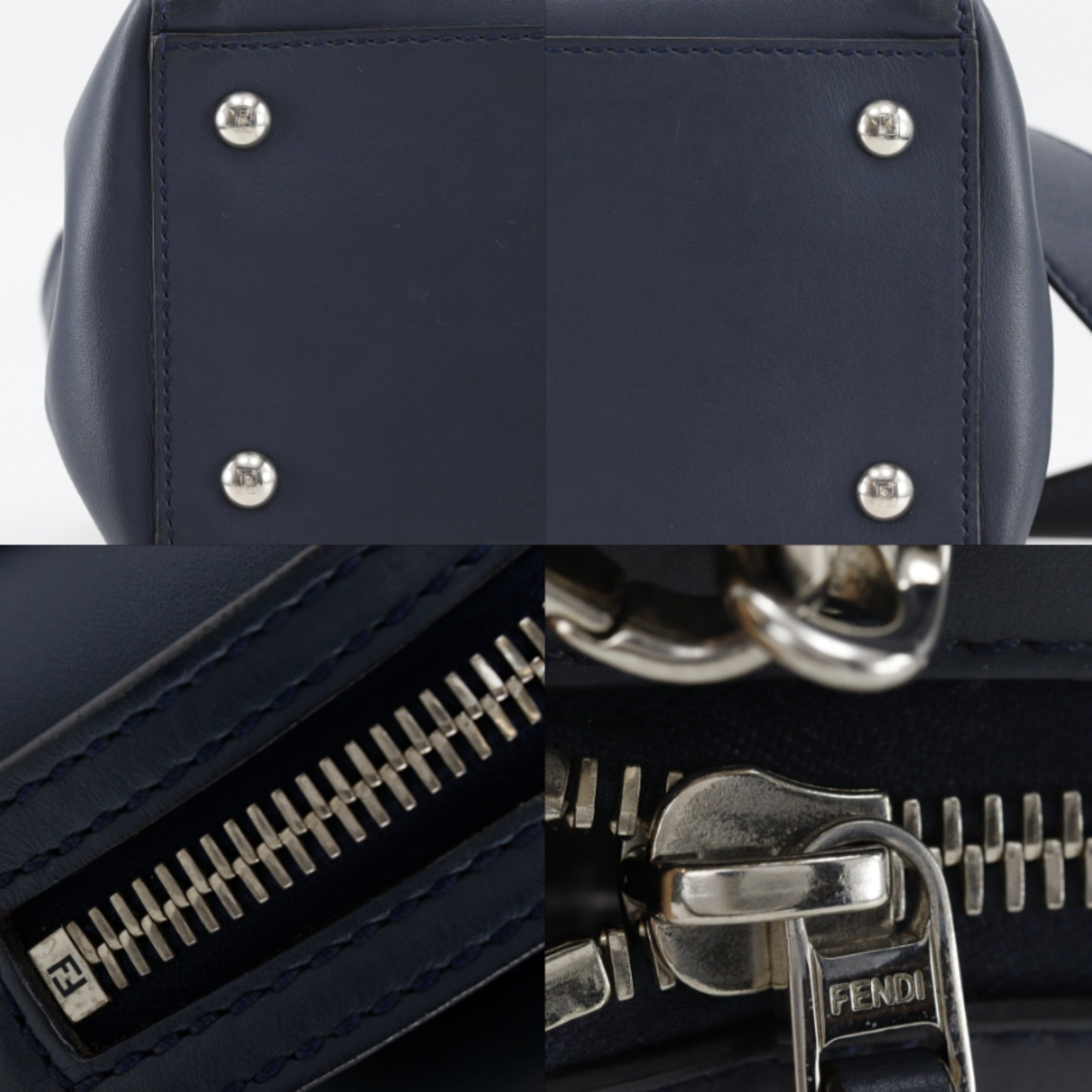 Fendi Navy Leather Handbag (Pre-Owned)