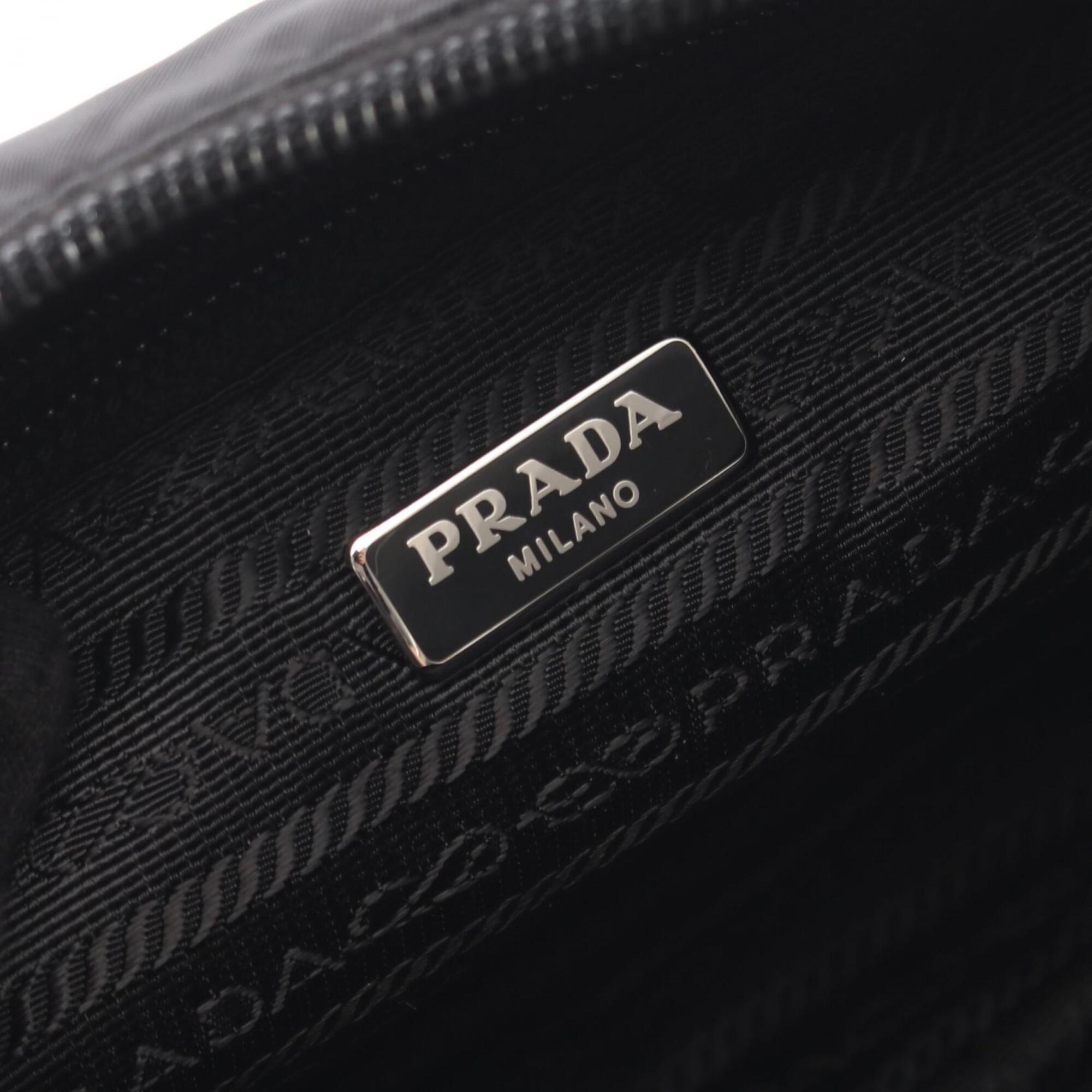 Prada Black Red Color Nylon Leather Handbag Shoulder Bag (Pre-Owned)