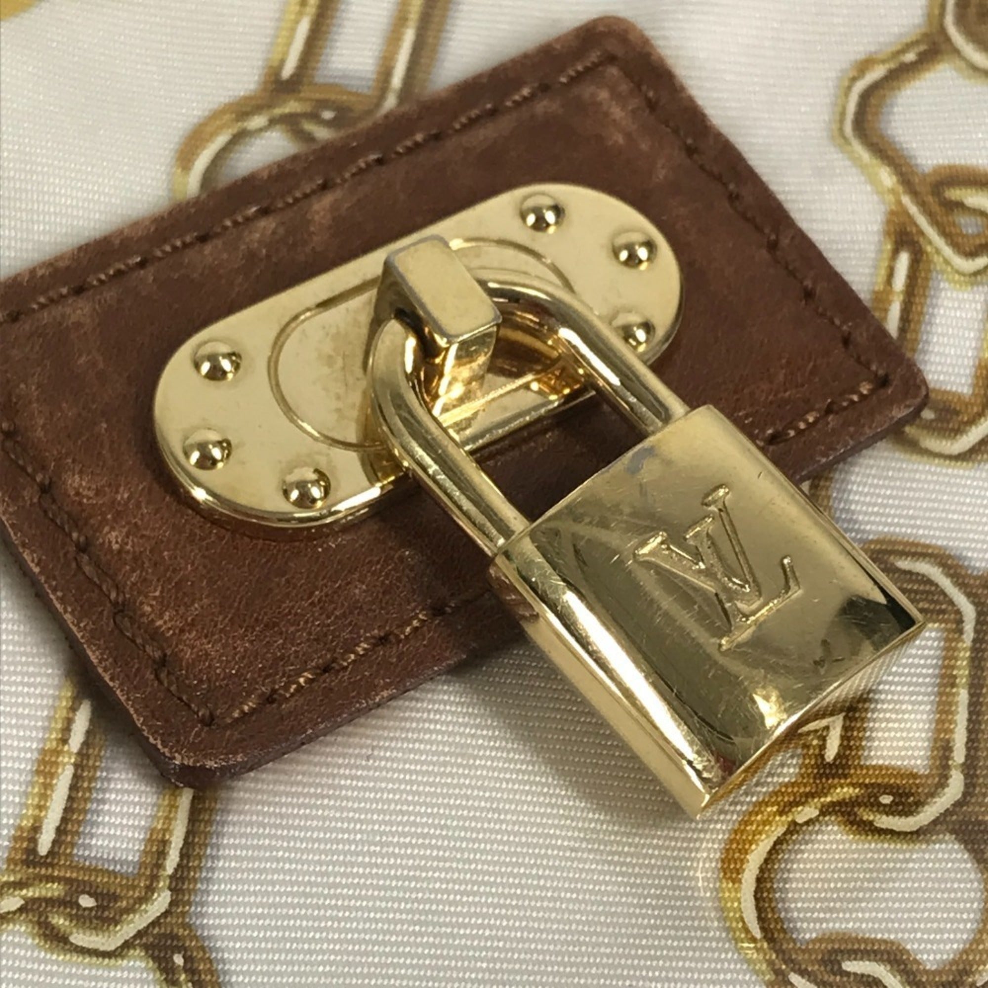 Louis Vuitton Brown White Vinyl Leather Handbag Pouch Shoulder Bag (Pre-Owned)