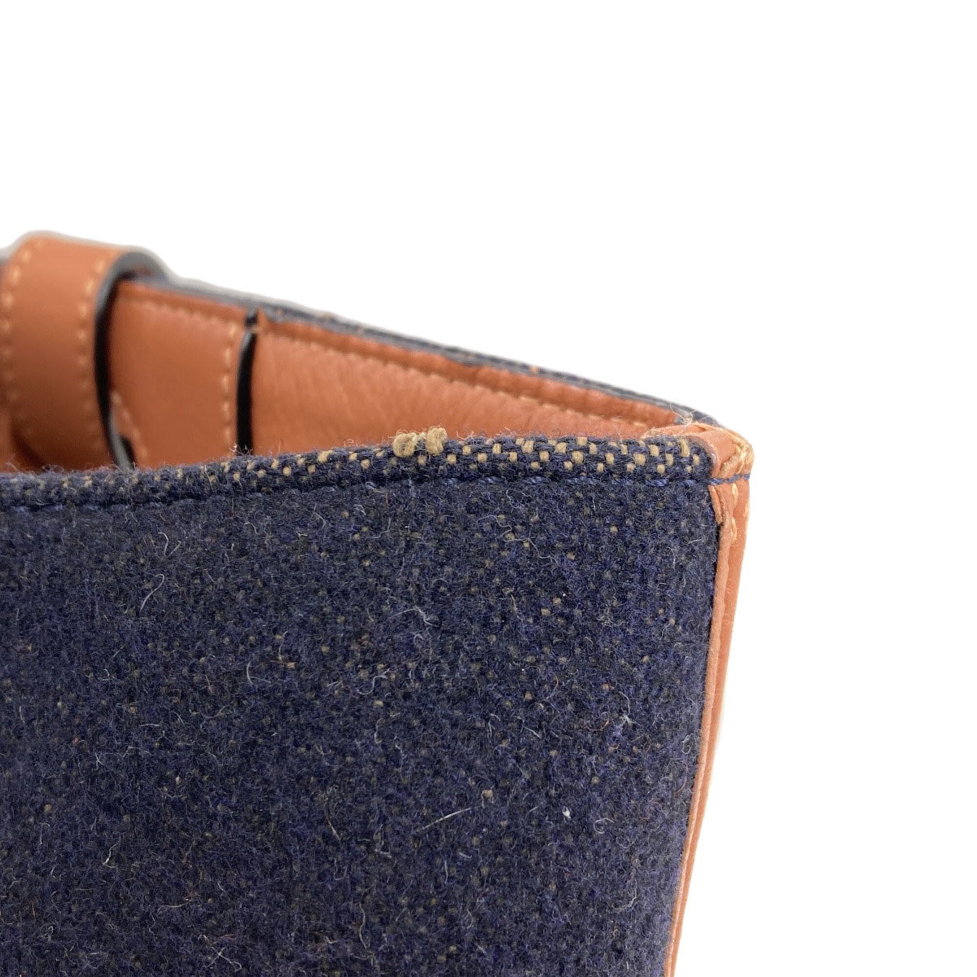 Loewe Brown Navy Wool Tote Bag (Pre-Owned)