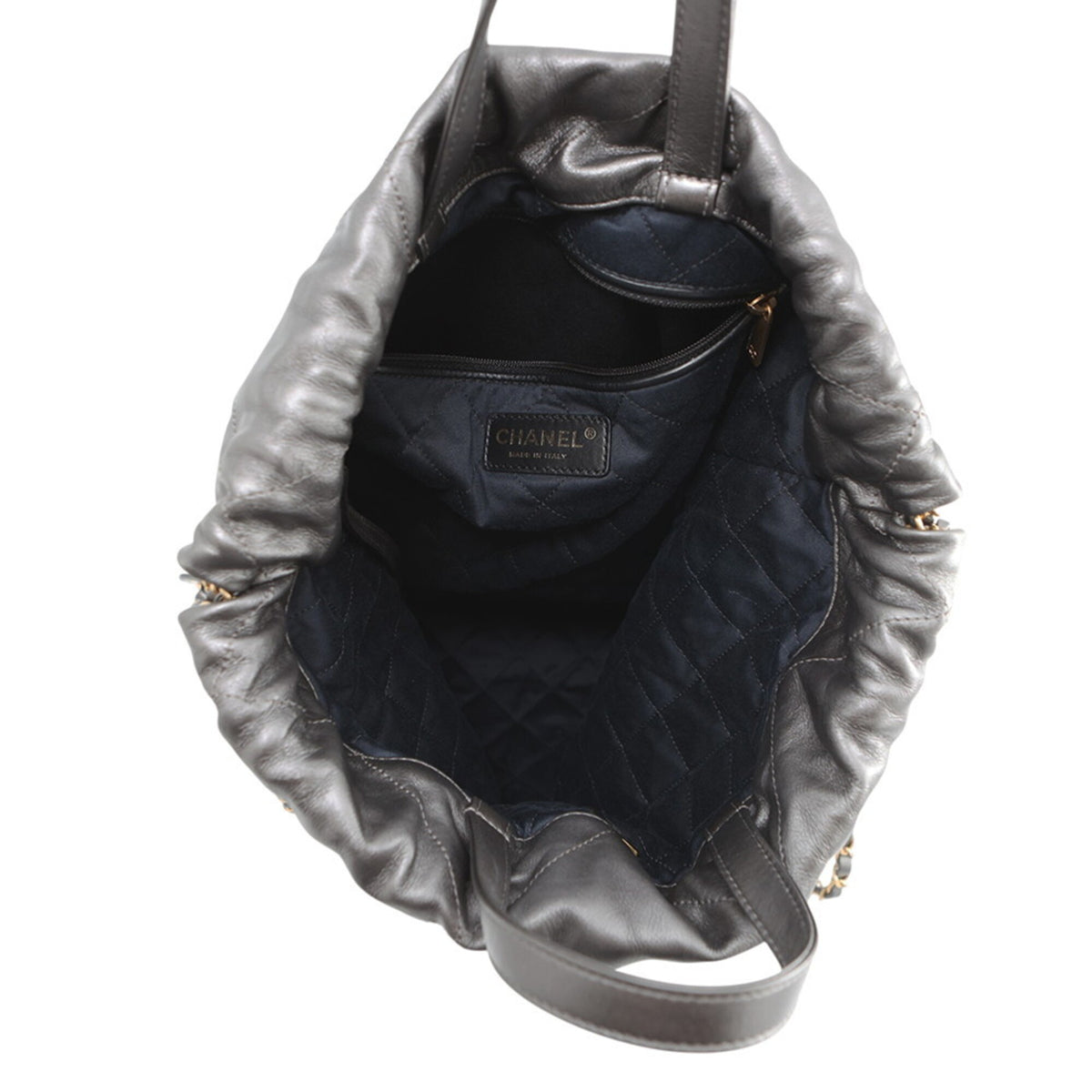 Chanel Gray Leather Handbag (Pre-Owned)