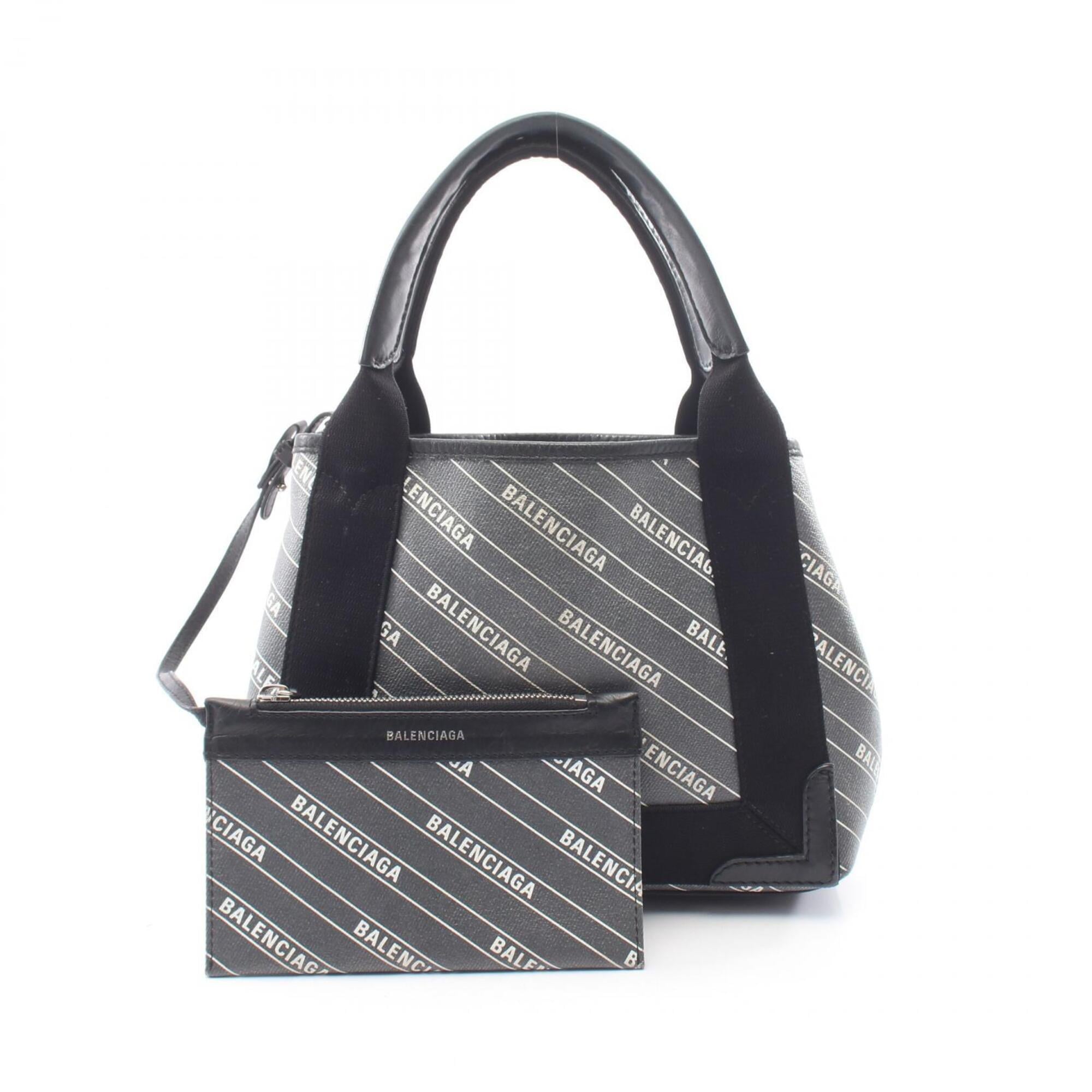 Balenciaga Black Coated Canvas Handbag Pouch (Pre-Owned)