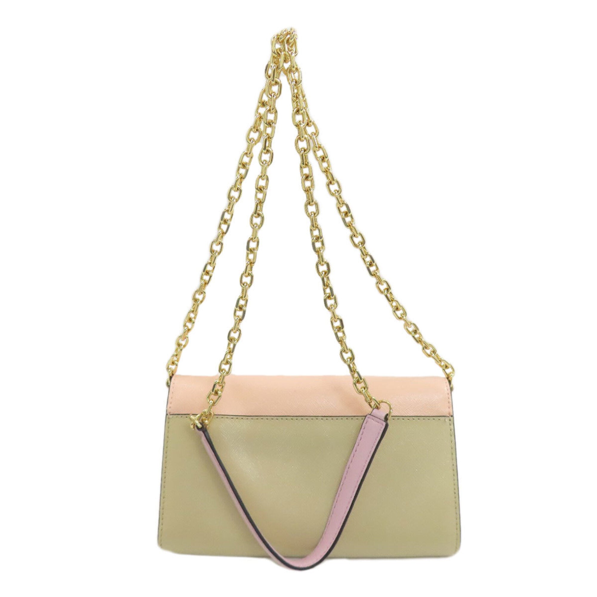 Marc Jacobs Beige Pink Leather Chain/Shoulder Wallet (Pre-Owned)