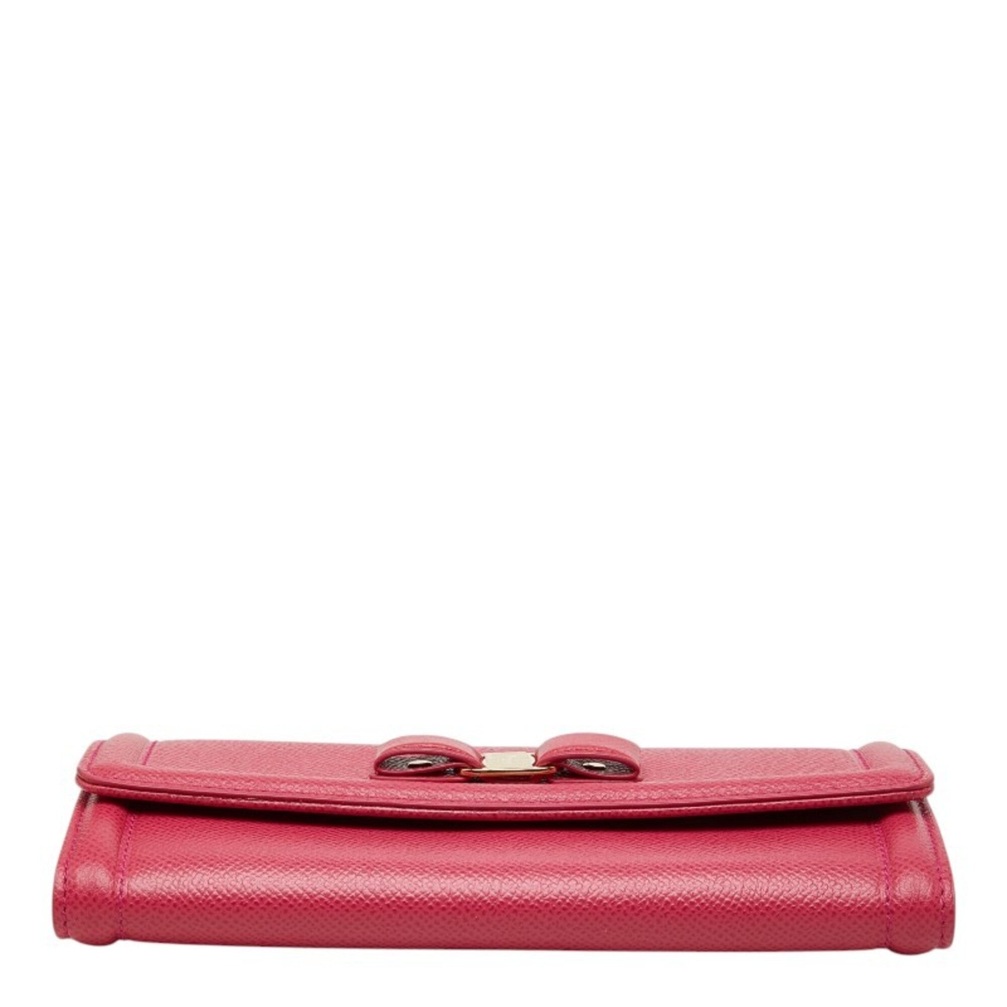 Salvatore Ferragamo Pink Leather Long Wallet (Bi-Fold) (Pre-Owned)