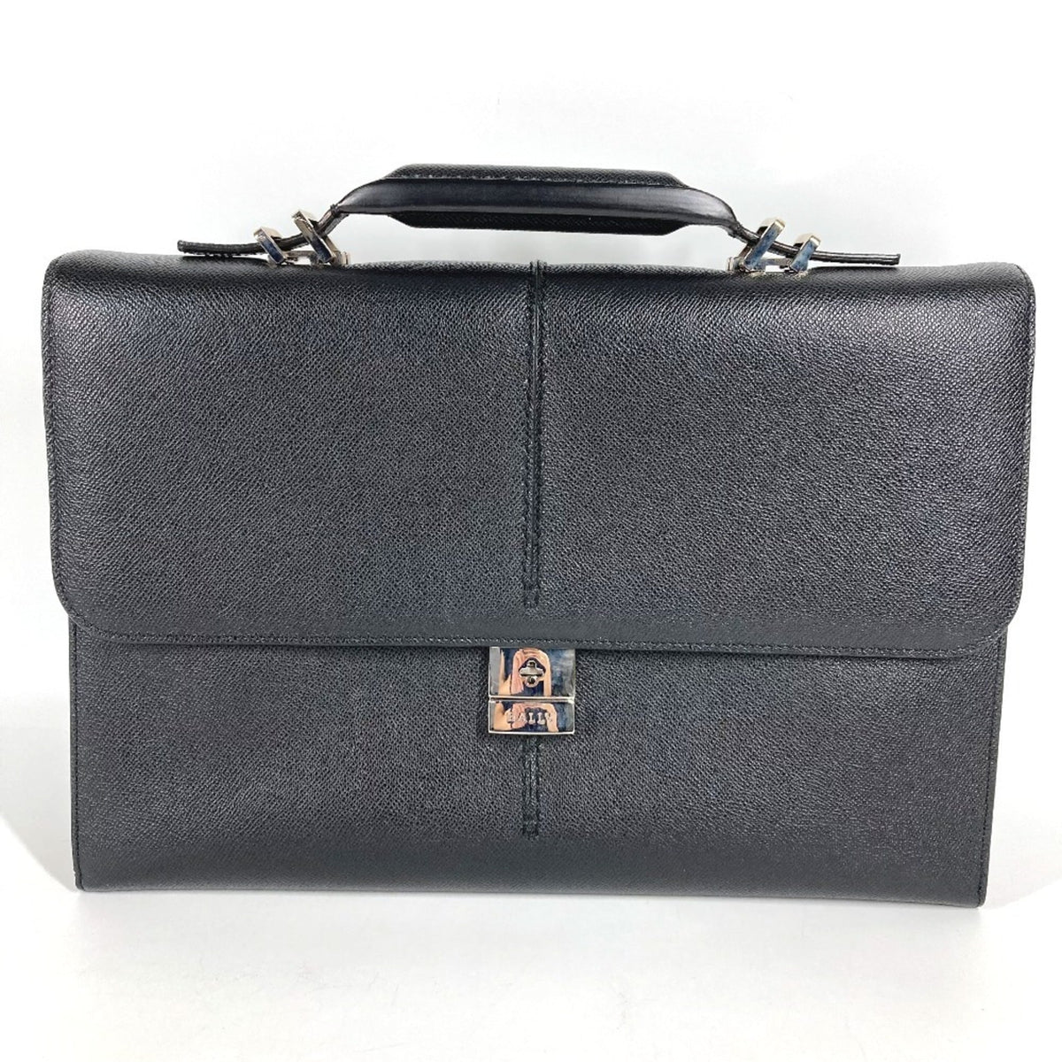 Bally Black Leather Briefcase Handbag (Pre-Owned)